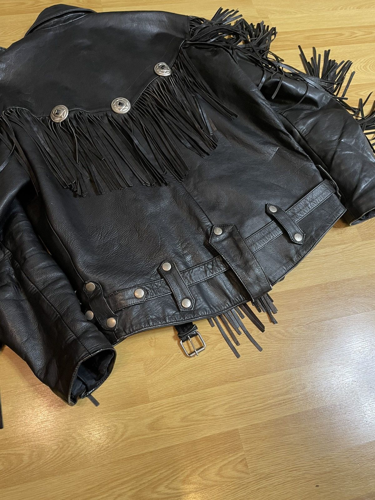 Vintage vintage biker leather suede fringe jacket rare M-L Size US M / EU 48-50 / 2 - 12 Thumbnail