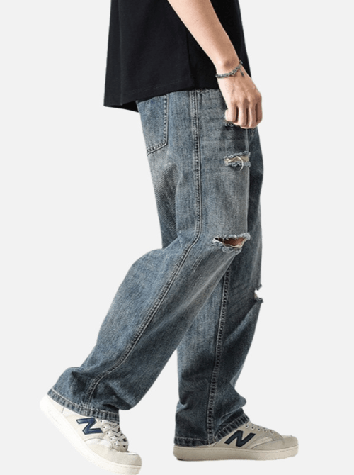 Japanese Brand × Jean Vintage distressed loose straight-leg casual ripped jeans Size US 32 / EU 48 - 2 Thumbnail