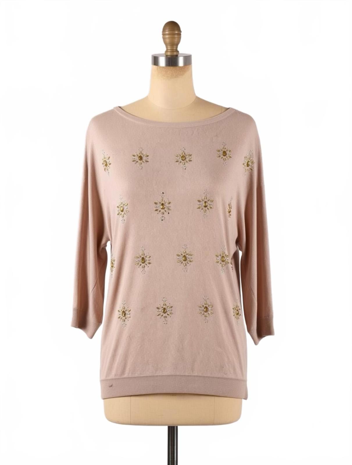 Other White House Black Market Embellished Beige Sweater Medium Size M / US 6-8 / IT 42-44 - 1 Thumbnail