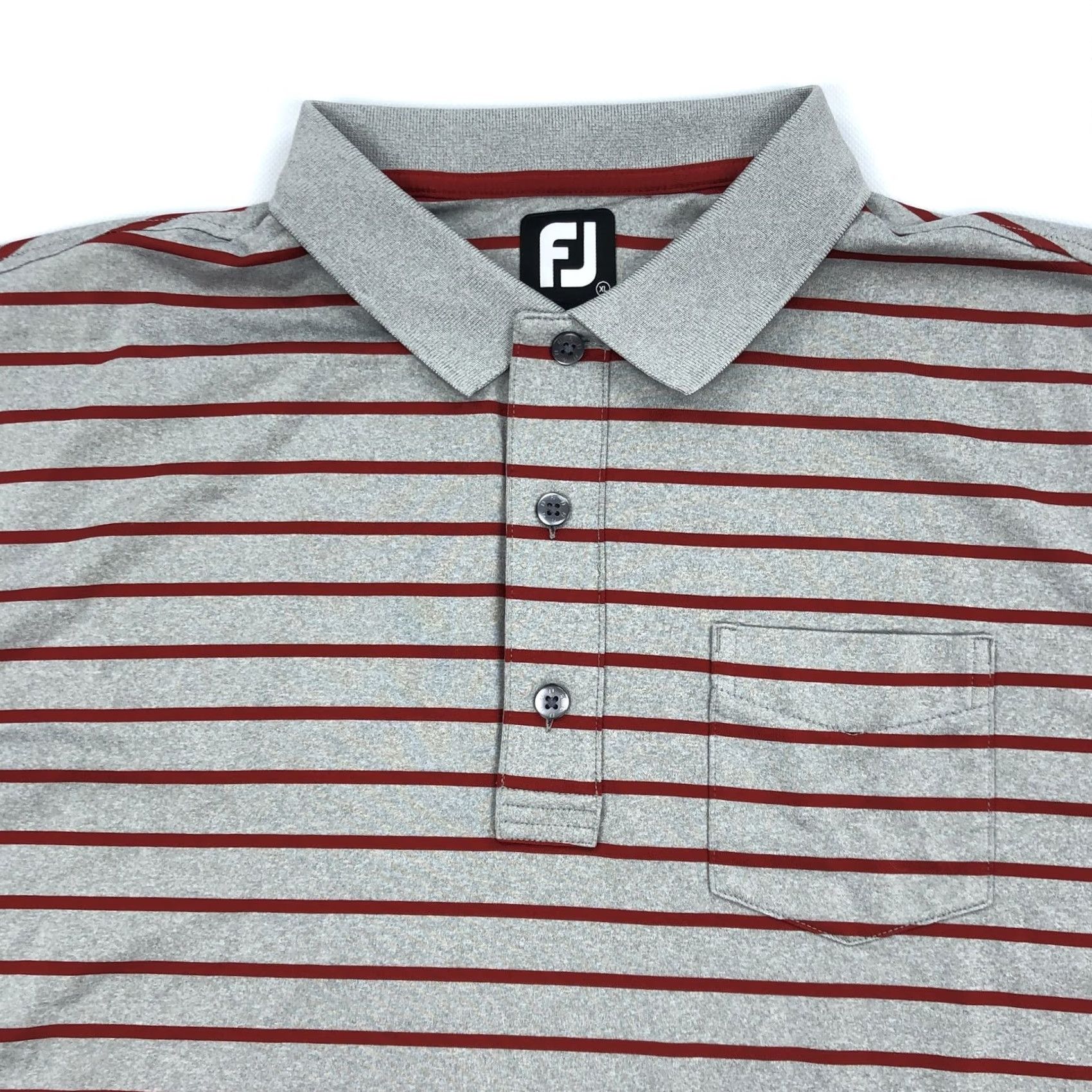 Footjoy FootJoy FJ Polo Shirt Gray Red Stripe Short Sleeve Men's XL Golf Polo Shirt Size US XL / EU 56 / 4 - 2 Thumbnail