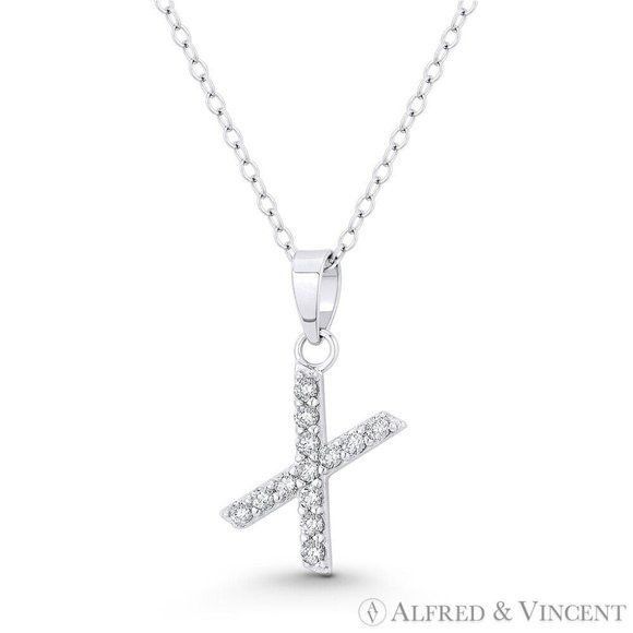 Other Initial "X" CZ Crystal Pendant w/ Cable Chain Necklace Size ONE SIZE - 1 Preview