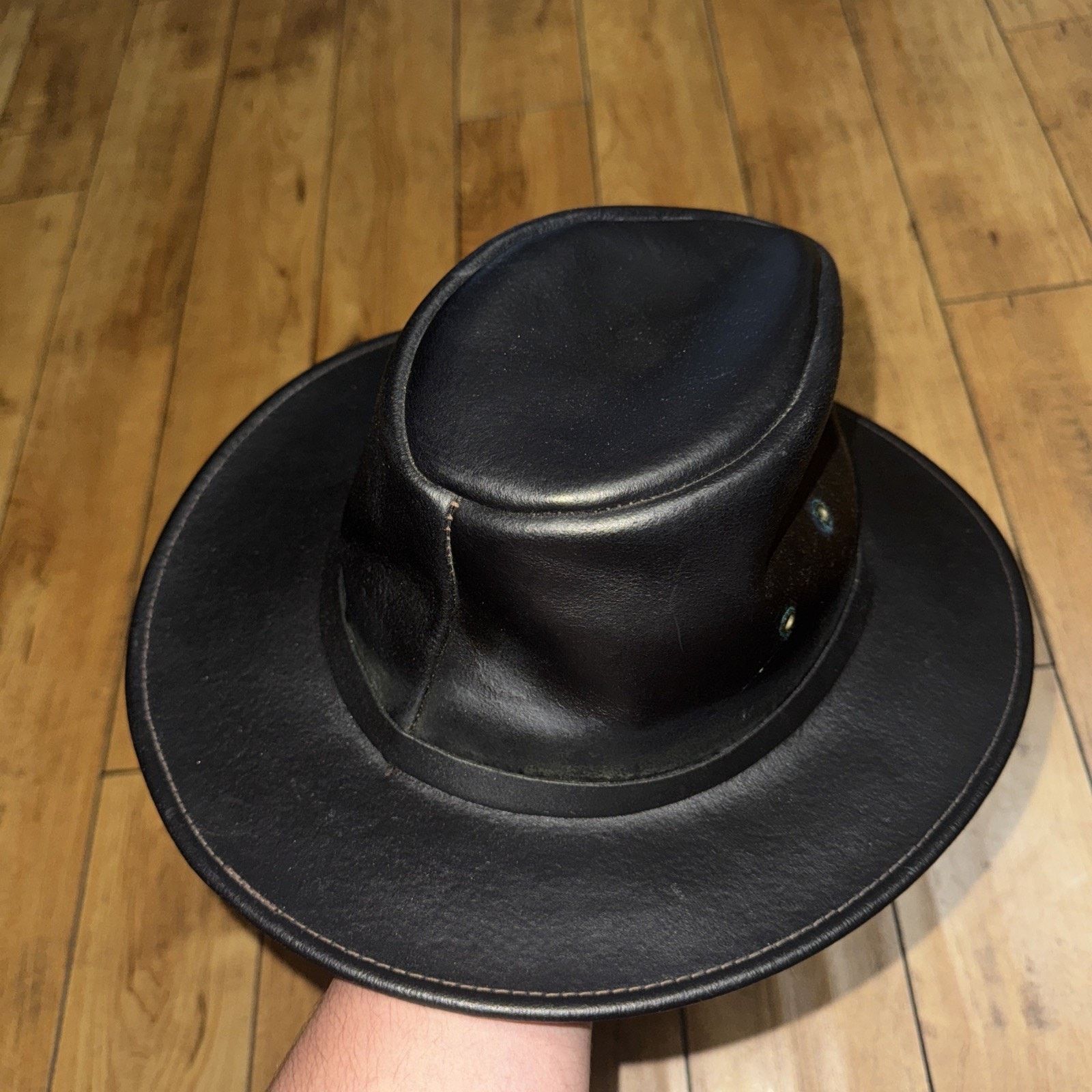 Japanese Brand × Vintage Henschel Leather Hat Black Large Size ONE SIZE - 4 Thumbnail