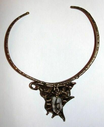 Designer Brass Sculpted Rock Quartz Crystal Necklace Collar Size ONE SIZE - 3 Thumbnail