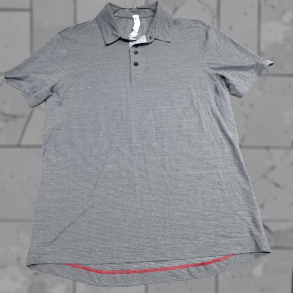 Lululemon Lululemon Polo Shirt Gray Solid Short Sleeve 4 Buttons Large Mens Shirt Polo Ladies? Size US L / EU 52-54 / 3 - 1 Thumbnail