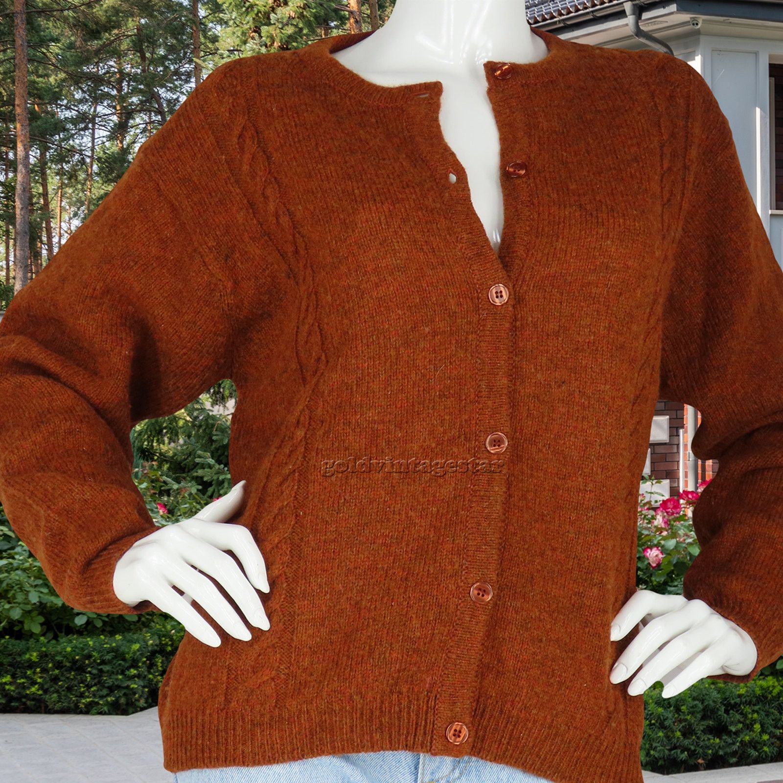 Other Orvis Braided Cable Knit Wool Cardigan Nordic Sweater L Size L / US 10 / IT 46 - 1 Thumbnail