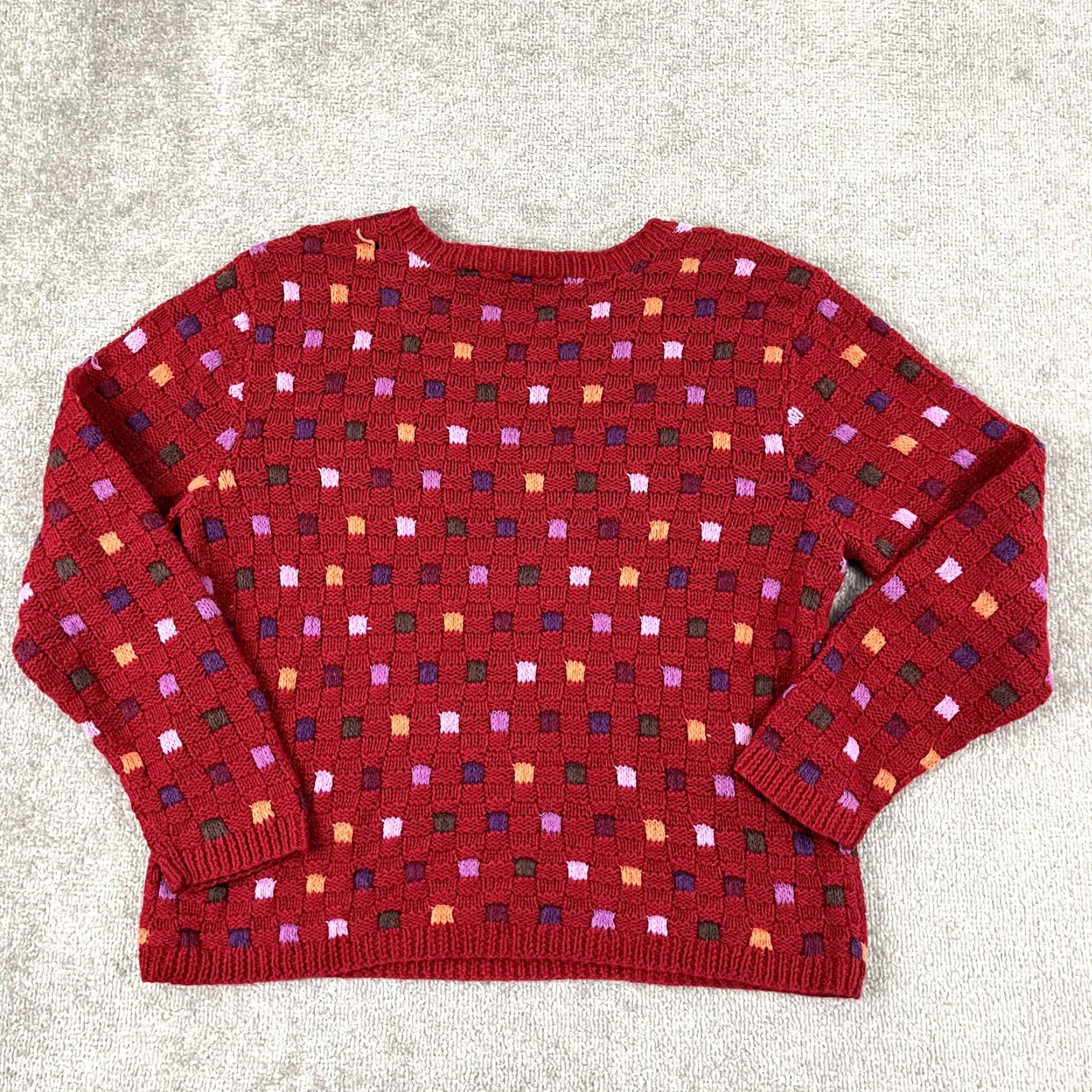 Nordstrom VINTAGE Nordstrom Sweater Mens M Red Patchwork Square Knit Jumper 90s Size US M / EU 48-50 / 2 - 7 Thumbnail