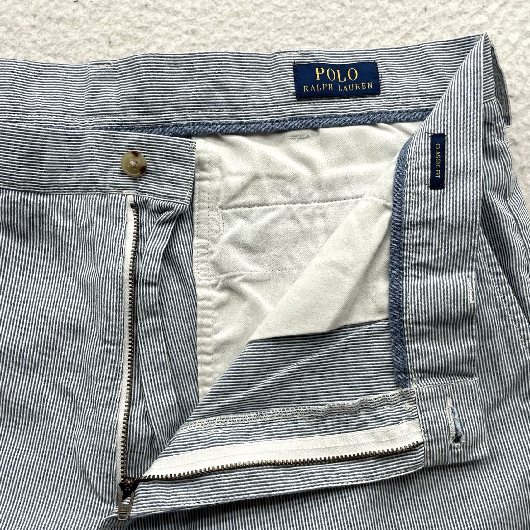 Polo Ralph Lauren Polo Ralph Lauren Mens Pants 37x33 Blue White Striped Chino Textured Size US M / EU 48-50 / 2 - 5 Thumbnail