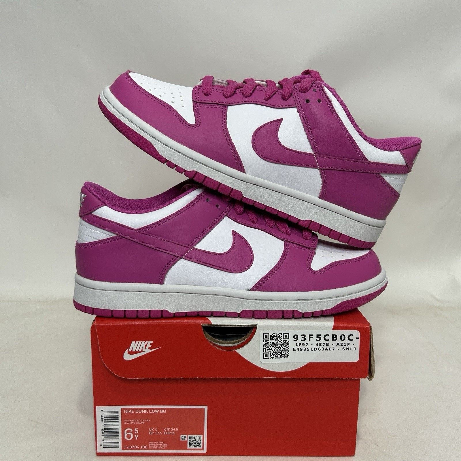Nike Nike Dunk Low BG “White Active Fuchsia” Size US 8 / IT 38 - 1 Thumbnail