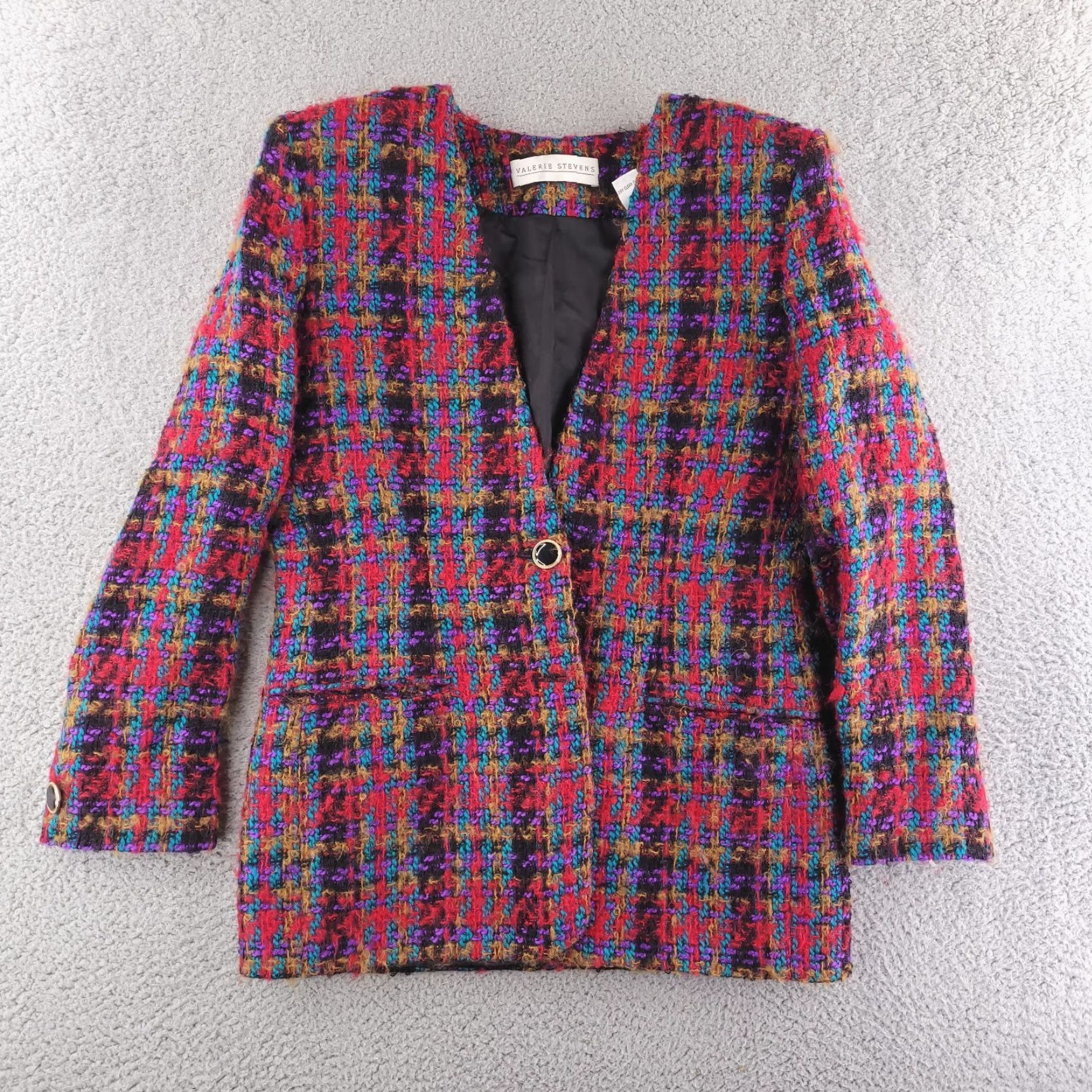 Vintage VINTAGE Valerie Stevens Blazer Womens 6 Wool Mohair Blend Red Check 90s Jacket Mens? Womens? Size M / US 6-8 / IT 42-44 - 2 Thumbnail