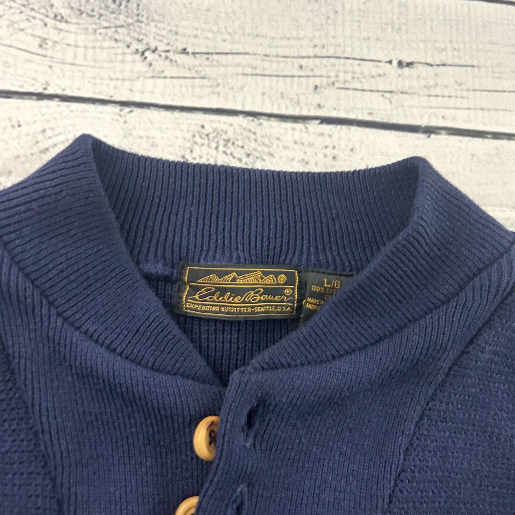 Eddie Bauer VINTAGE Eddie Bauer Sweater Shirt Mens Large Blue Cotton Button Front Pullover Size US L / EU 52-54 / 3 - 2 Thumbnail