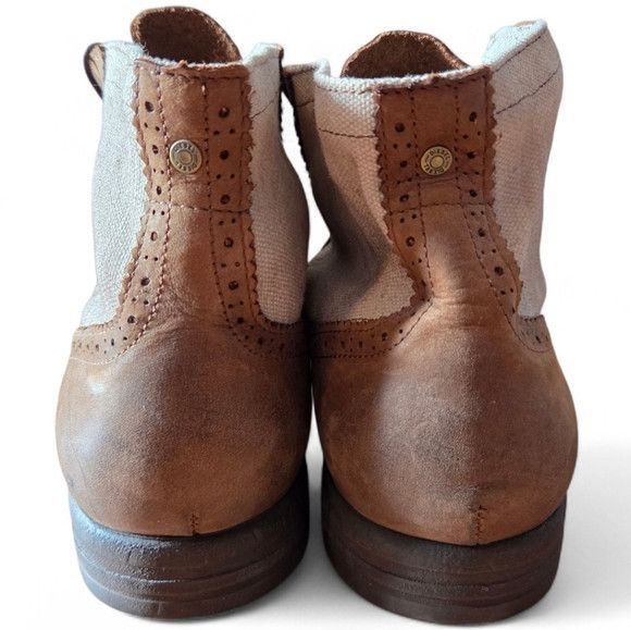 Diesel Diesel Leather Canvas Distressed Vintage Style Wingtip Boots Size US 12 / EU 45 - 7 Thumbnail