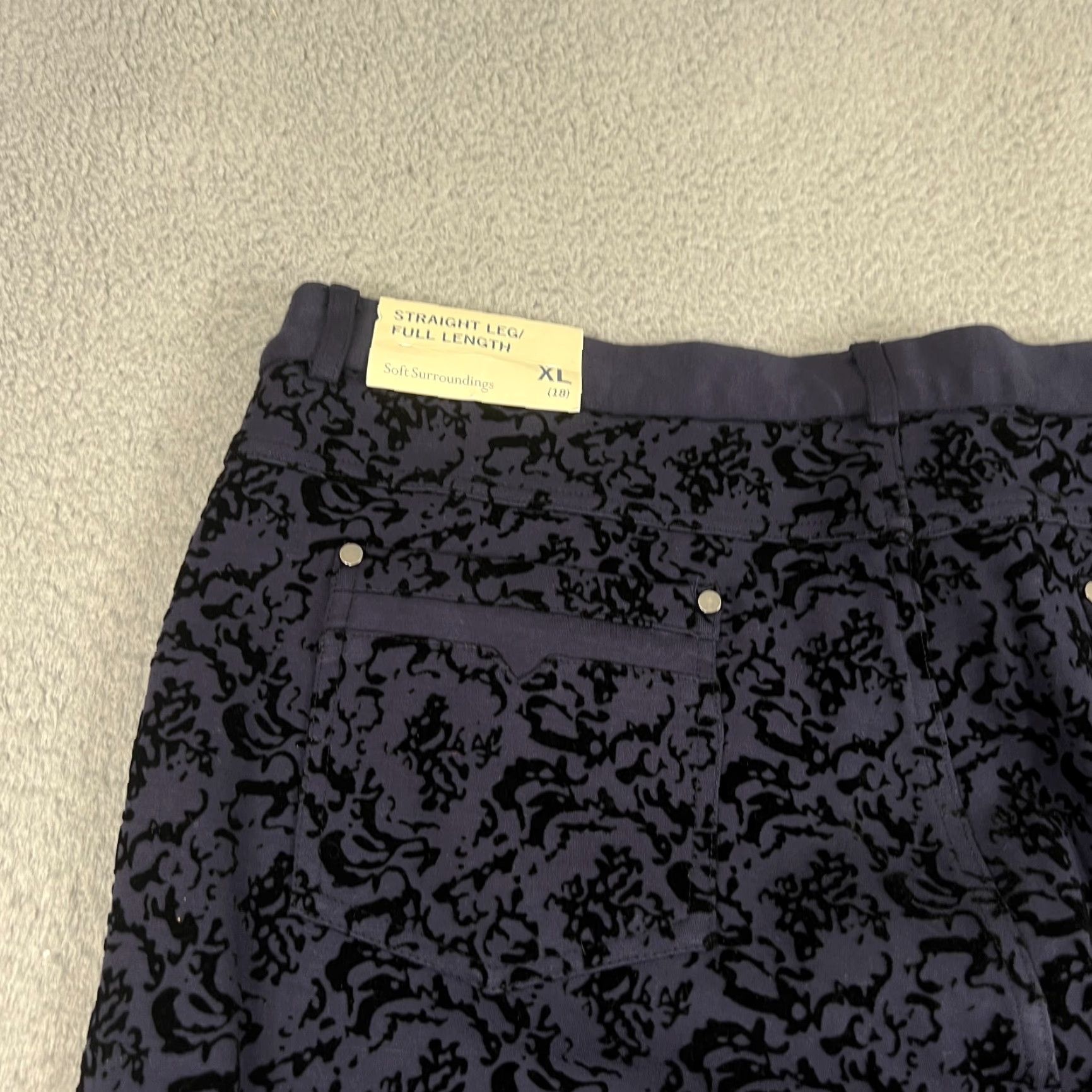 Soft Surroundings SOFT SURROUNDINGS Pants Womens XL Straight Leg Chino Paisley Velvet Black Size 40" / US 18 - 3 Thumbnail