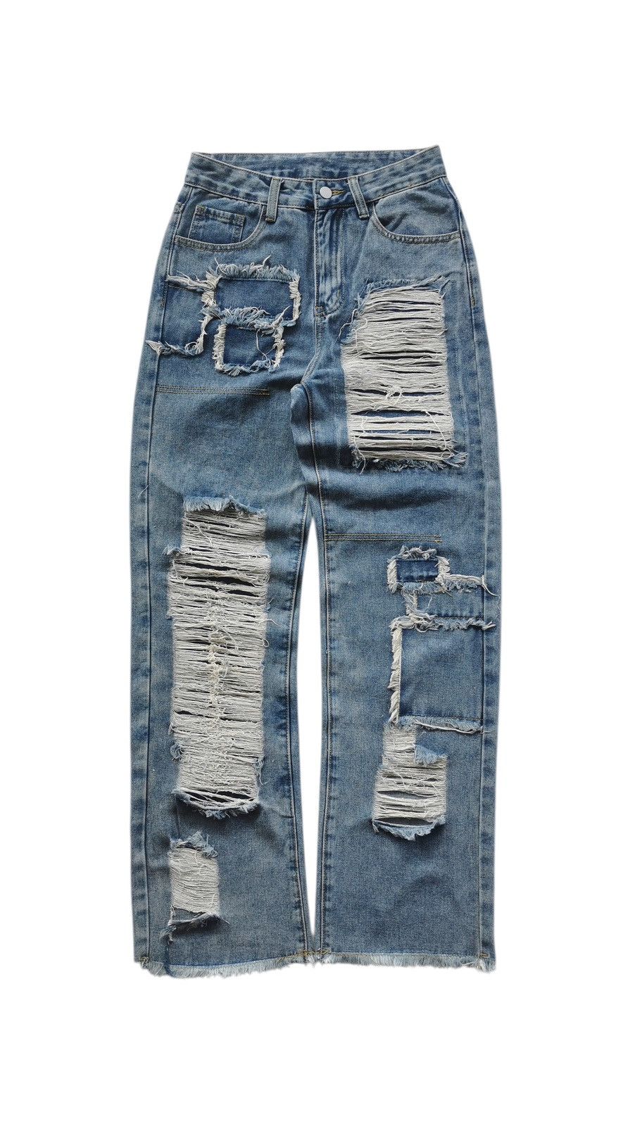 Kapital ROMWE Y2K Distressed Patchwork Shredded Jeans Cyber Grunge Size 27" / US 4 / IT 40 - 1 Thumbnail