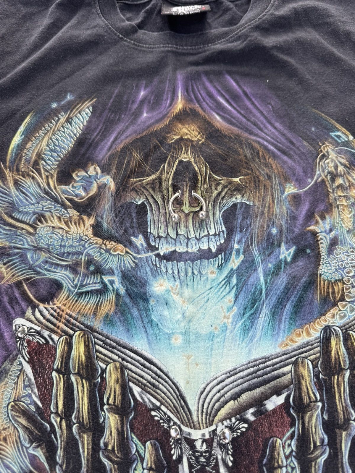 If Six Was Nine Vintage 90s Faded Skull Punk Style Tee Shirt Size US S / EU 44-46 / 1 - 2 Thumbnail