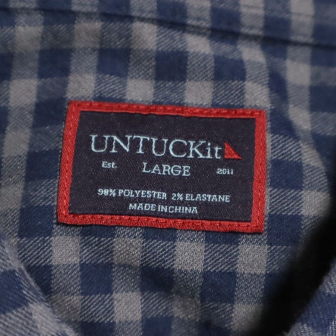 UNTUCKit Untuckit Bergstrom Flannel Check Button Up Shirt Navy Men's L Size US L / EU 52-54 / 3 - 5 Thumbnail
