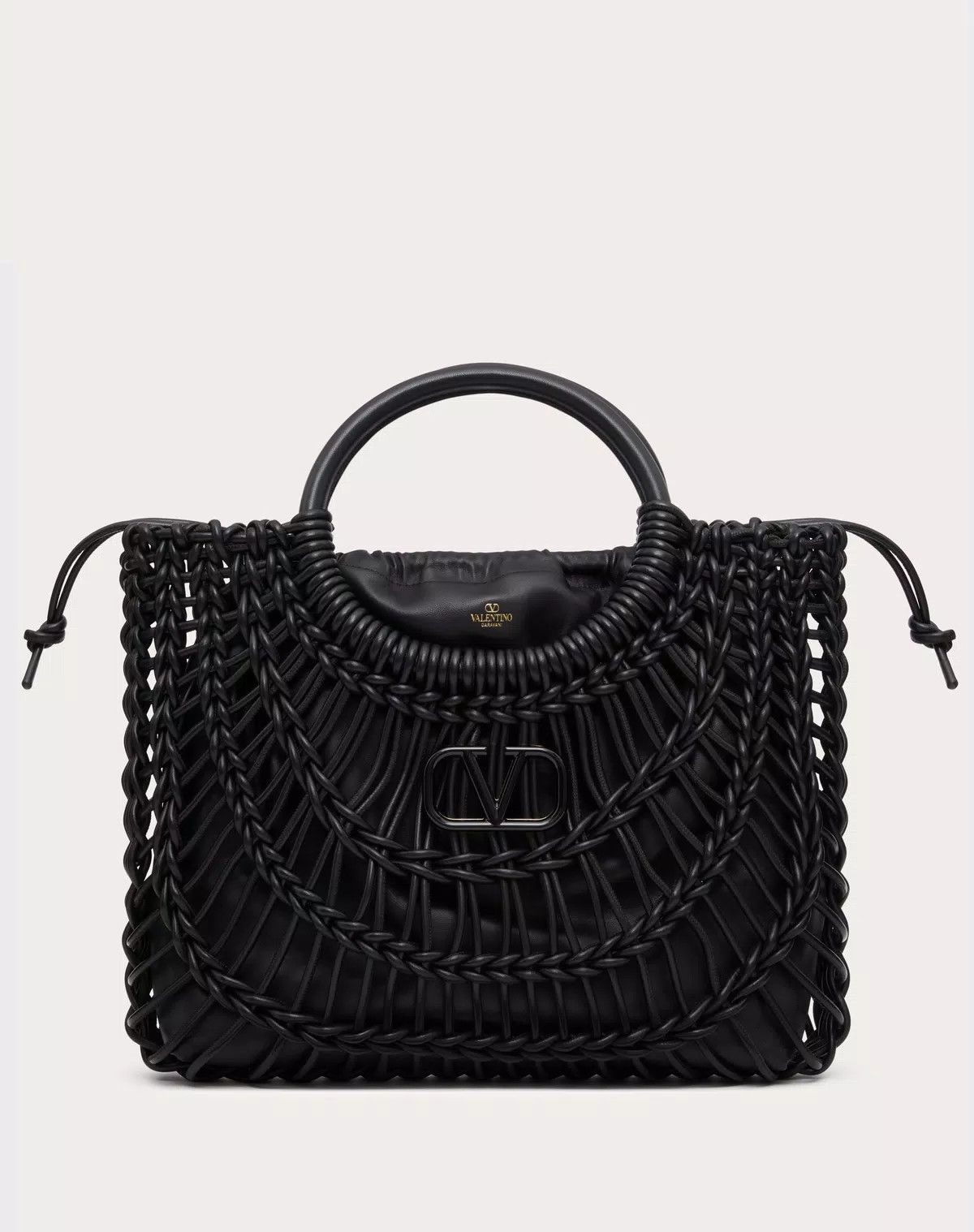 Valentino oc11z0725 Size:OS/Allknots Woven Leather Shopper in Black Size ONE SIZE - 1 Thumbnail