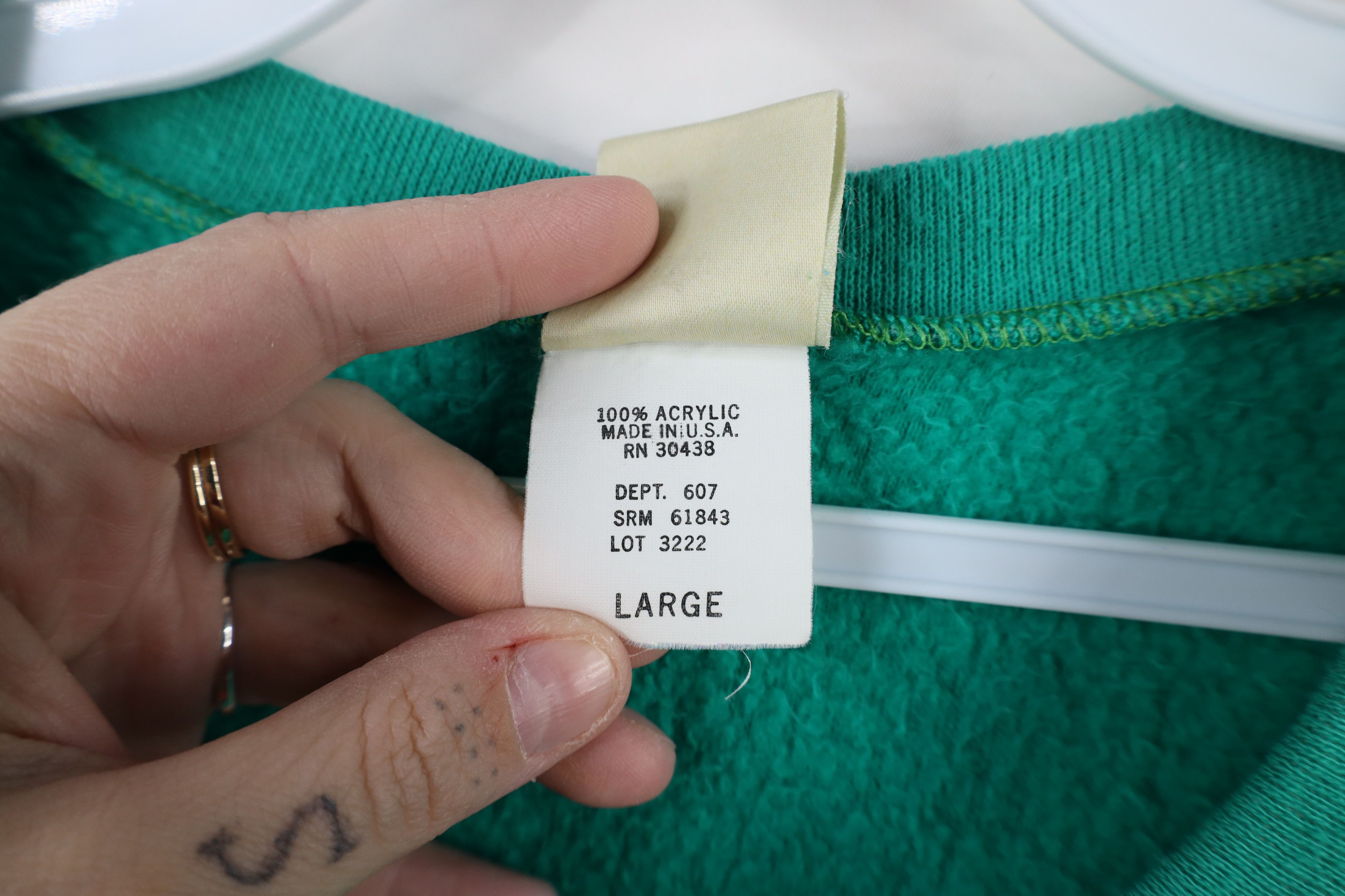 Vintage Vintage 70s Streetwear Cloth Crewneck Sweatshirt Green USA Size L / US 10 / IT 46 - 10 Thumbnail