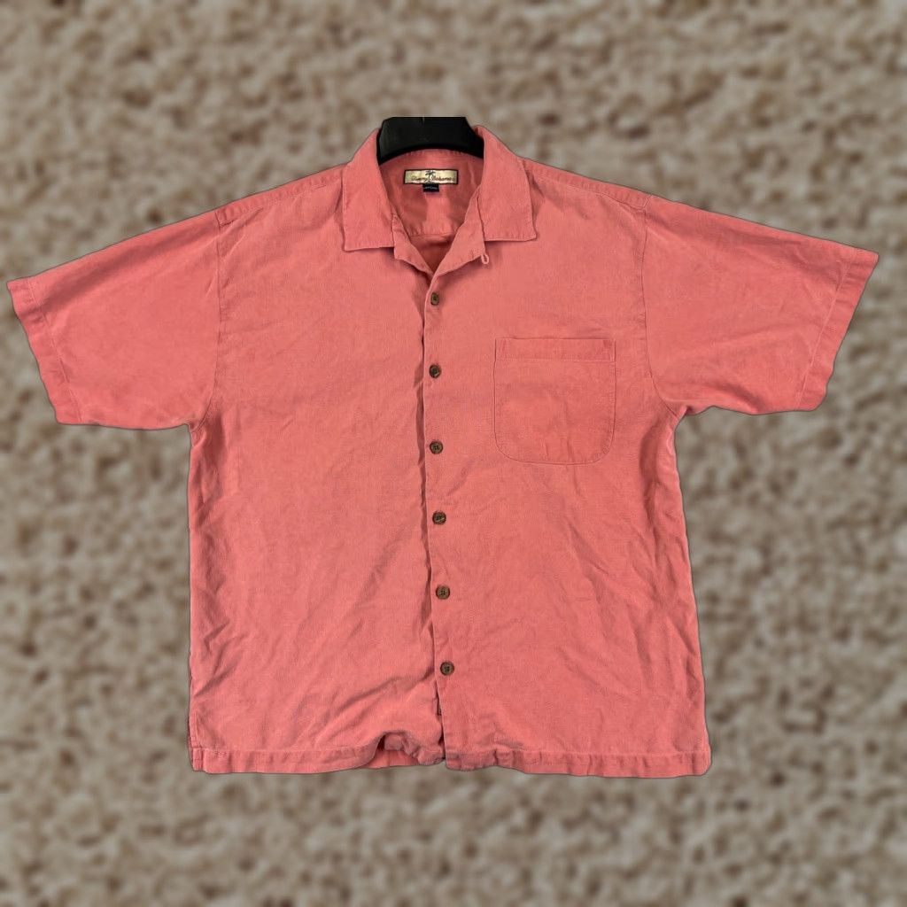 Tommy Bahama Tommy Bahama Shirt Men Large Pink Solid 100% Silk Hawaiian Button Up Vacation Size US L / EU 52-54 / 3 - 1 Thumbnail