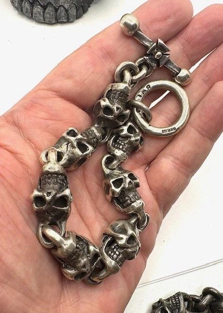 Other Travis Walker Large 7 Skull Bracelet Sterling .925 Size ONE SIZE - 12 Thumbnail