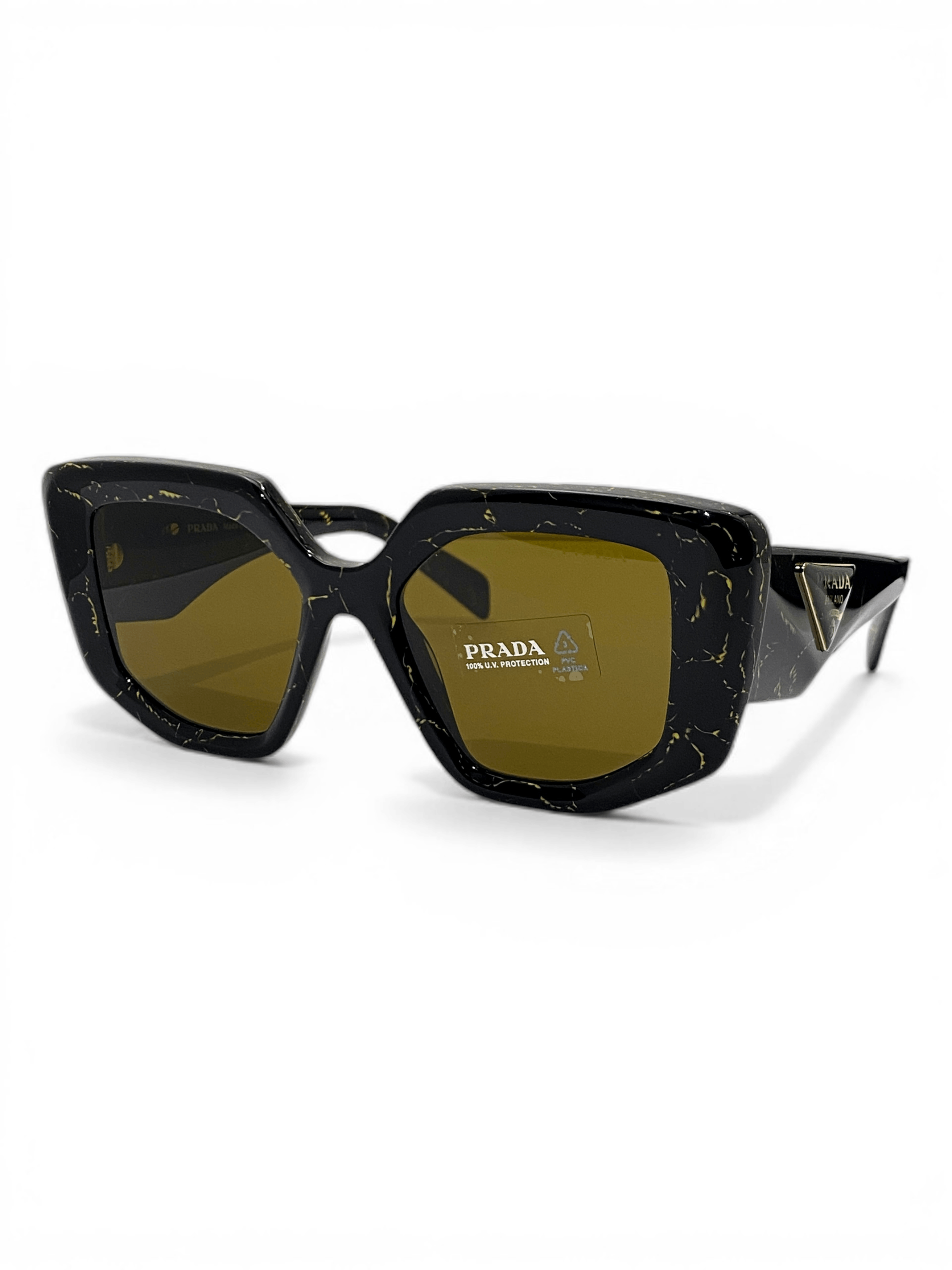 Prada Prada Triangle Logo Oversized Retro Symbol Black Sunglasses Size ONE SIZE - 3 Thumbnail