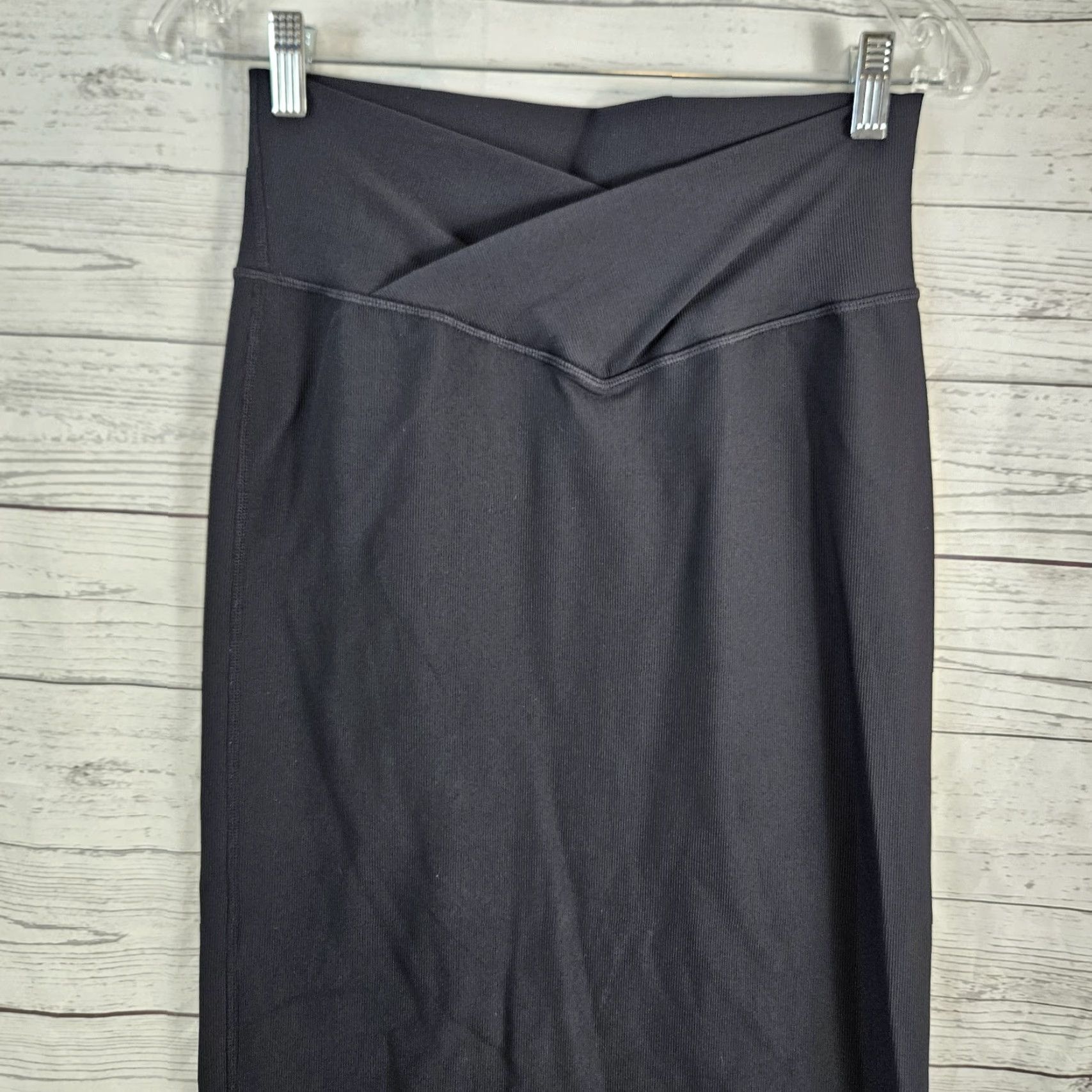 Vintage Zyia Skirt Womens Large Solid Black Pull On Nylon Spandex Knee Length Pencil Straight 29.5" Waist 13" Black Size 36" / US 14 / IT 50 - 2 Thumbnail