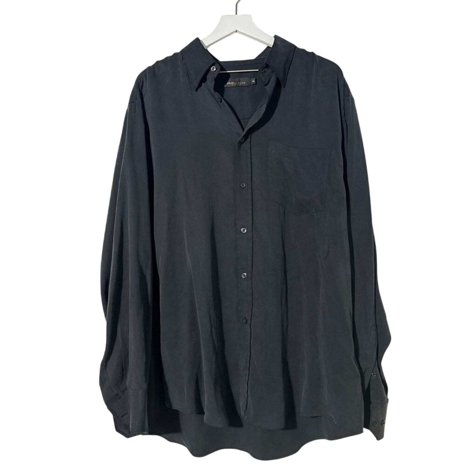 BUGATCHI Bugatchi Uomo Dress Shirt Black Tencel Button Mens XL Size US XL / EU 56 / 4 - 3 Thumbnail