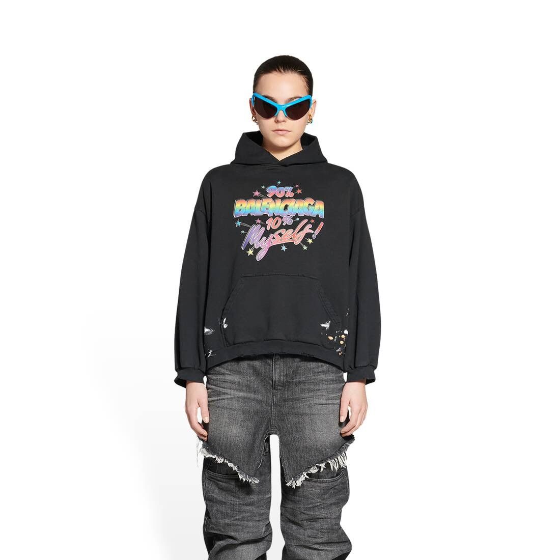 Balenciaga o1mt1gz0924 90/10 Hoodie Small Fit in Black Size XS / US 0-2 / IT 36-38 - 3 Thumbnail