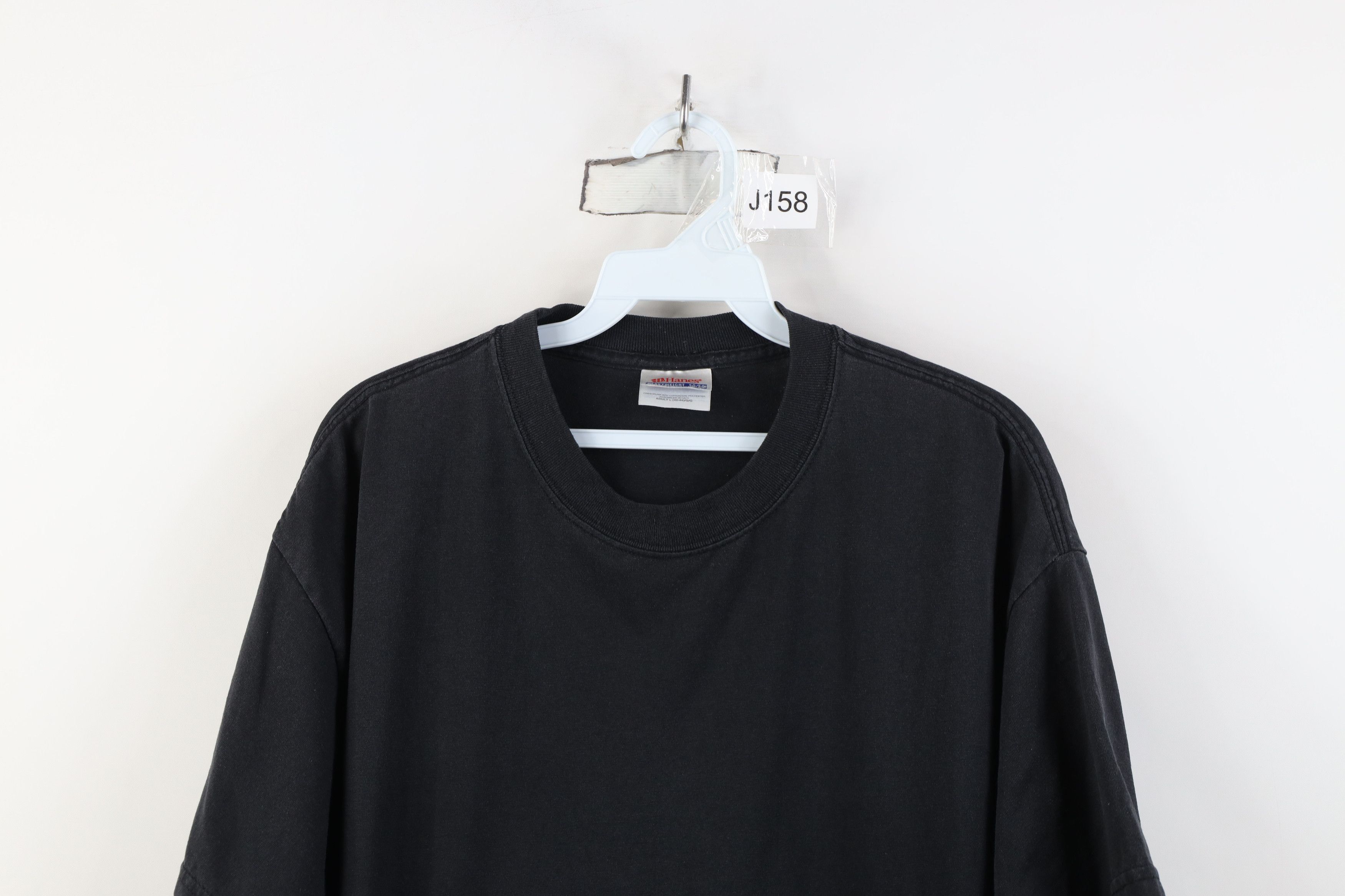 Hanes Vintage 90s Y2K Hanes Heavyweight Short Sleeve T-Shirt Black Size US L / EU 52-54 / 3 - 2 Thumbnail