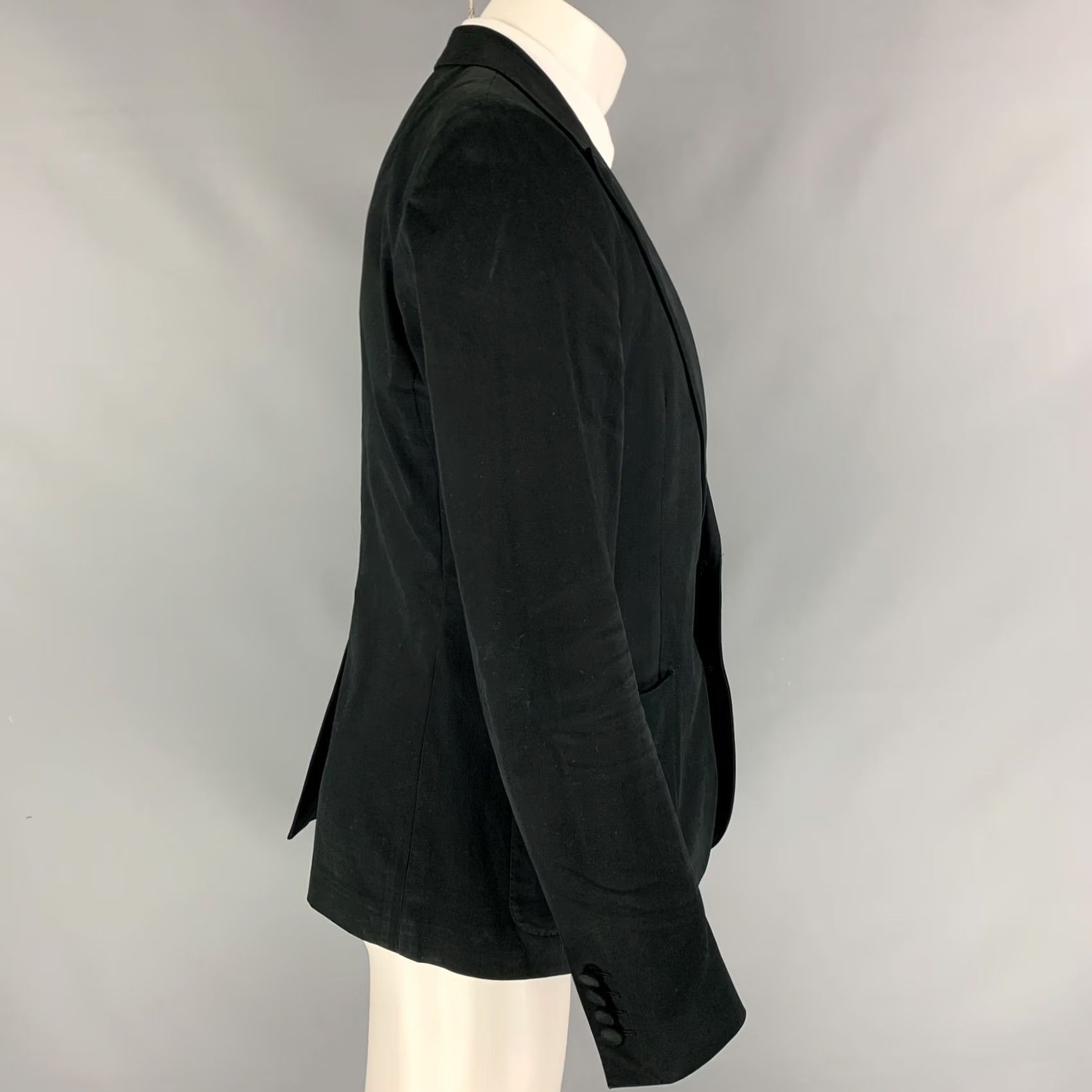 Dolce & Gabbana DOLCE & GABBANA Sport Coat Black Cotton Blend Notch Lapel 40 Adult Men Italy Size US XXS / EU 40 - 2 Thumbnail