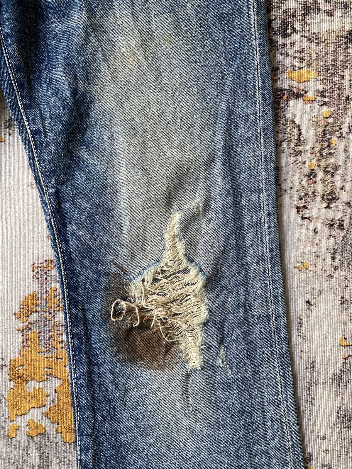 Japanese Brand Cavari A Claw Mark Studded Distressed Flare Denim Size US 32 / EU 48 - 6 Thumbnail