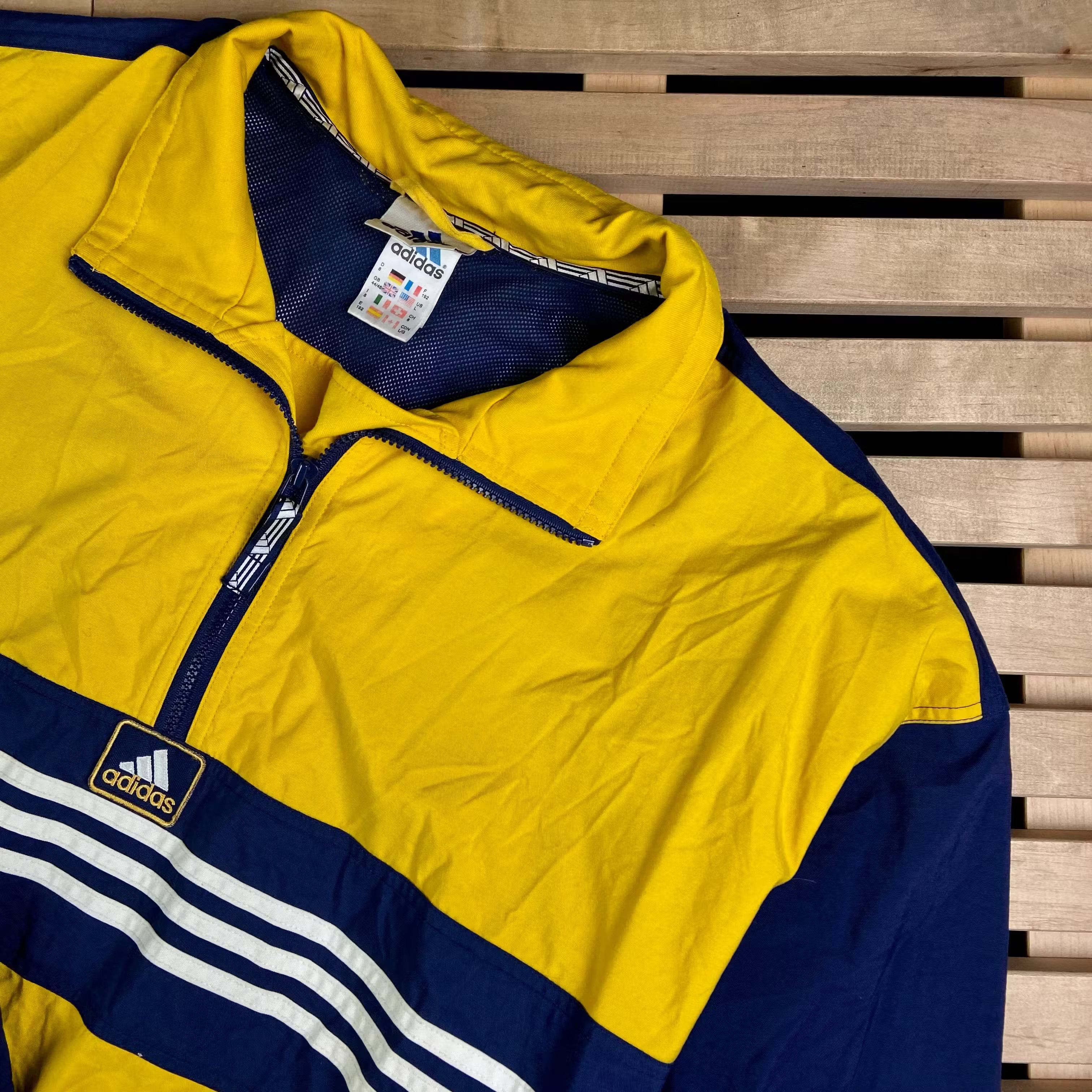 Adidas × Vintage Mens Jacket Pullover Anorak Adidas Vintage Yellow Size L Size US L / EU 52-54 / 3 - 2 Thumbnail