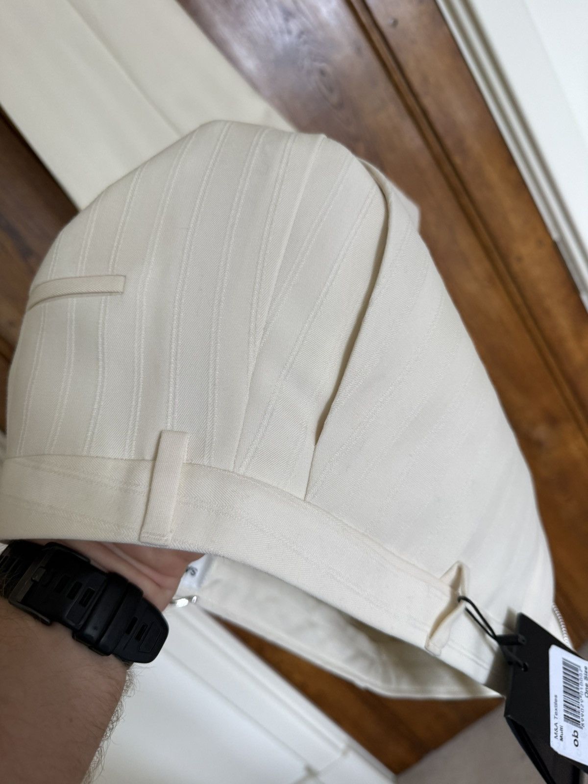 Saint Laurent Paris $1.35k SS22 Saint Laurent ivory pinstripe suit tuxedo pants Size 38L - 4 Thumbnail