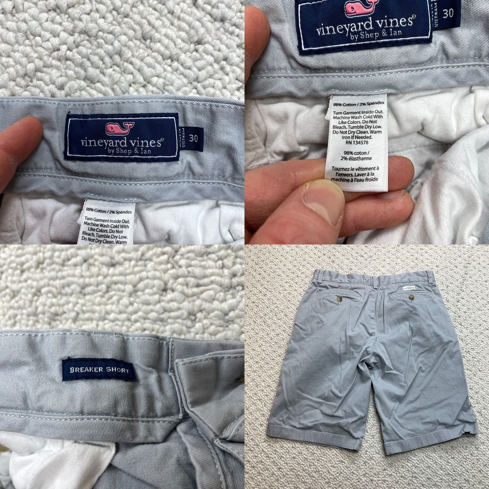 Vineyard Vines VINEYARD VINES Breaker Shorts Men 30 Light Blue Cotton Pockets 11" Inseam Chino Size US 30 / EU 46 - 8 Thumbnail