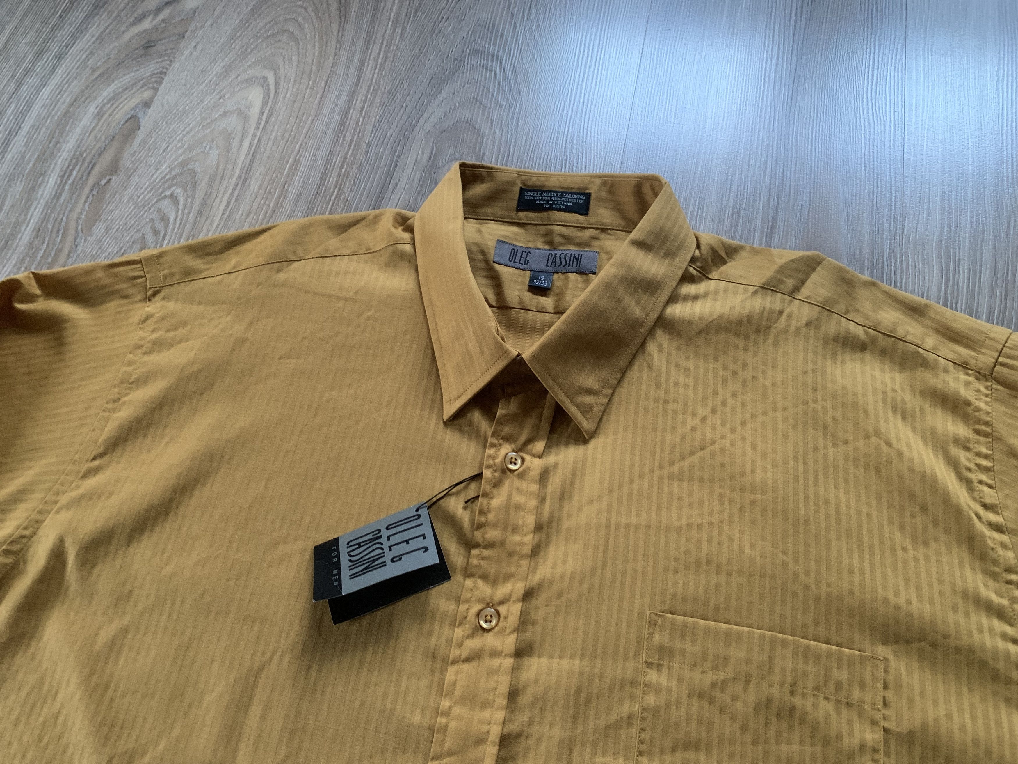 Oleg Cassini Oleg Cassini Mustard Textured Dress Shirt Size US XXL / EU 58 / 5 - 4 Thumbnail
