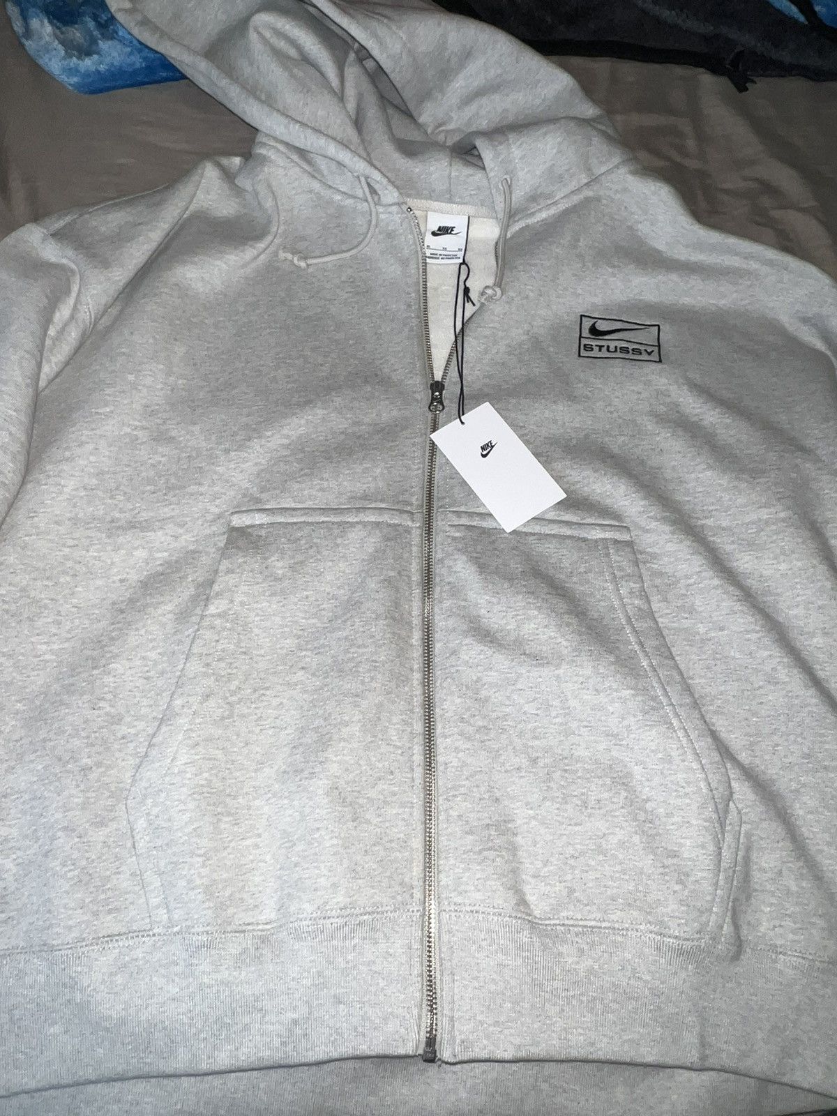 image of Nike Fleece Zip Up Hoodie Grey, Men's (Size XL)