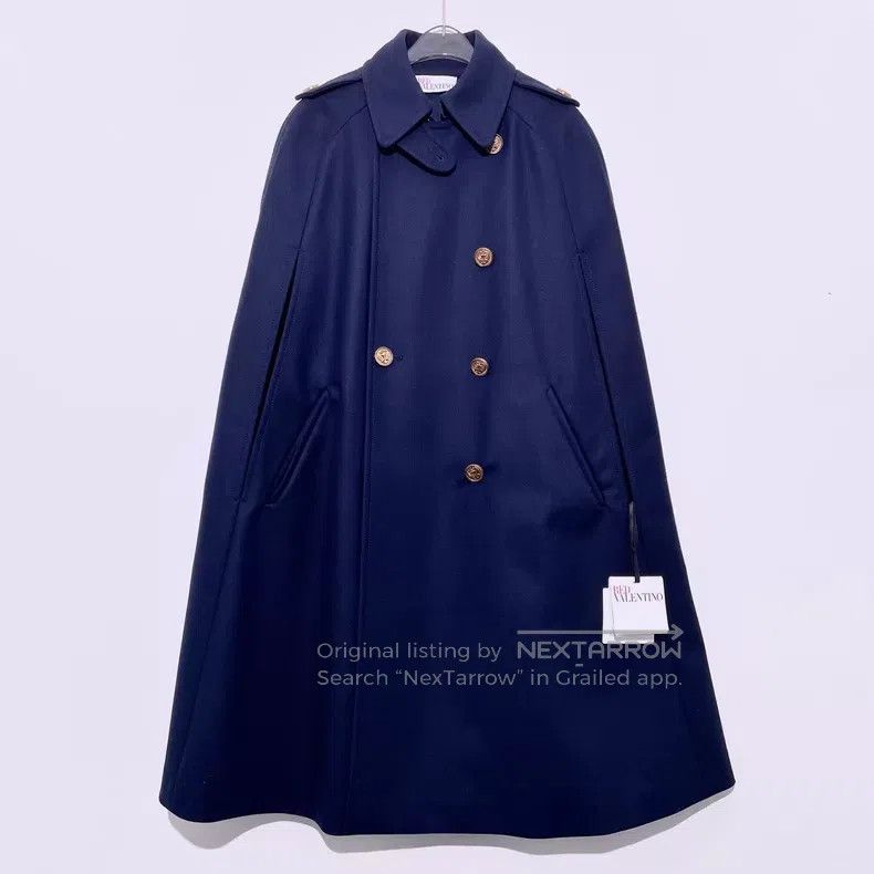 Valentino Valentino Navy blue double-breasted cape coat Size XXS / US 00 / IT 34 - 1 Thumbnail