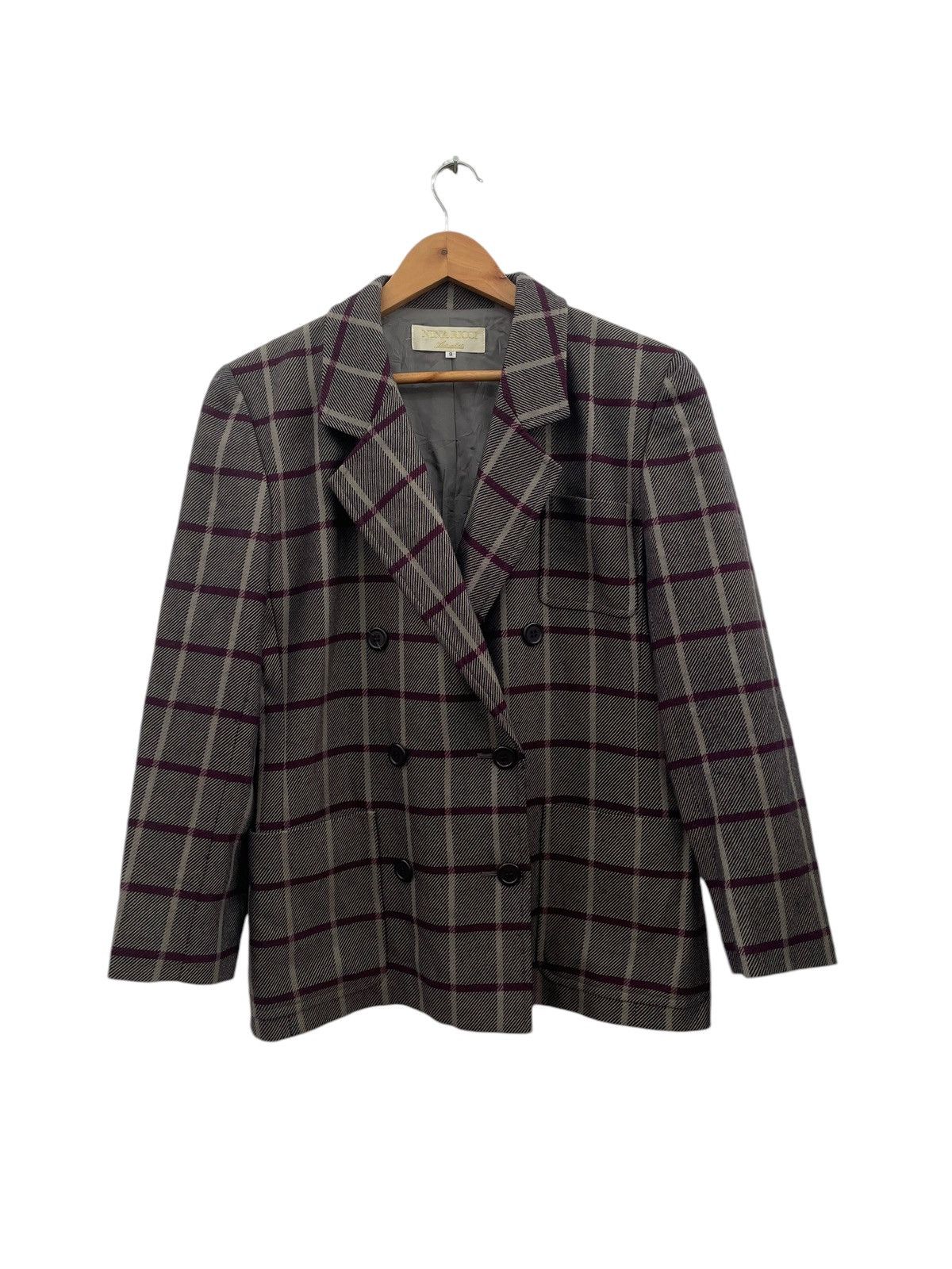 Nina Ricci VINTAGE NINA RICCI DOUBLE COLLAR CHECKERED JACKET COAT Size M / US 6-8 / IT 42-44 - 1 Thumbnail