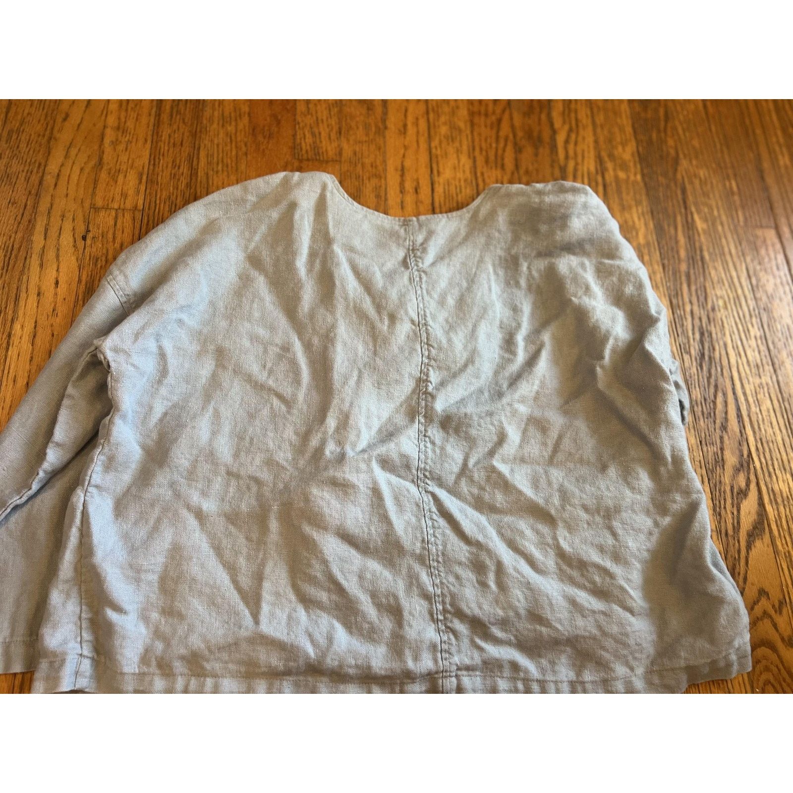 Eileen Fisher Eileen Fisher Jacket Medium Gray Linen Open Front Collarless Size M / US 6-8 / IT 42-44 - 4 Thumbnail