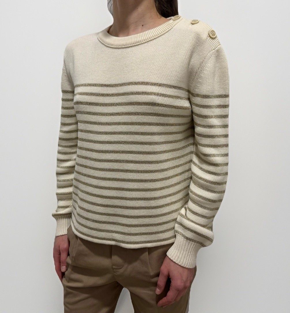 Saint Laurent Paris DDP Saint Laurent Lurex Gold Stripped Knit Sweater Size M / US 6-8 / IT 42-44 - 1 Thumbnail