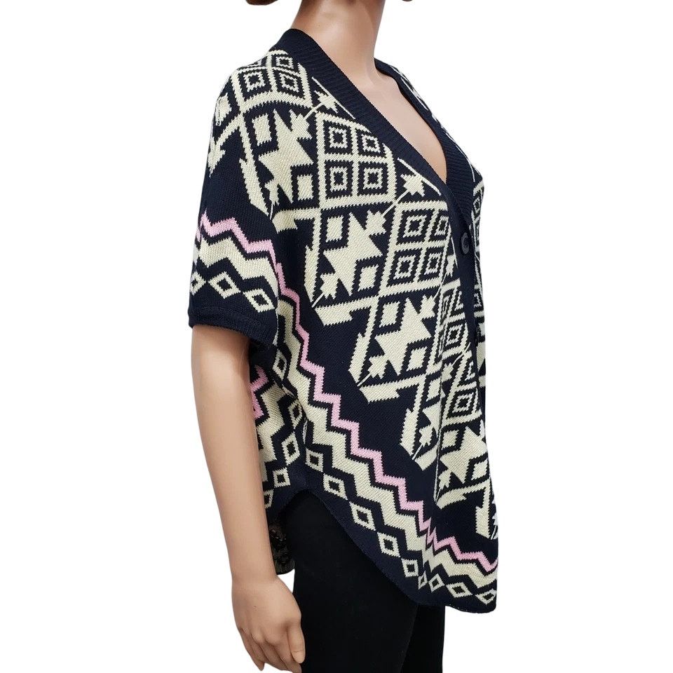 Other POL Poncho Cardigan Sweater Buttoned Aztec Geometric Pattern Size S / US 4 / IT 40 - 3 Thumbnail