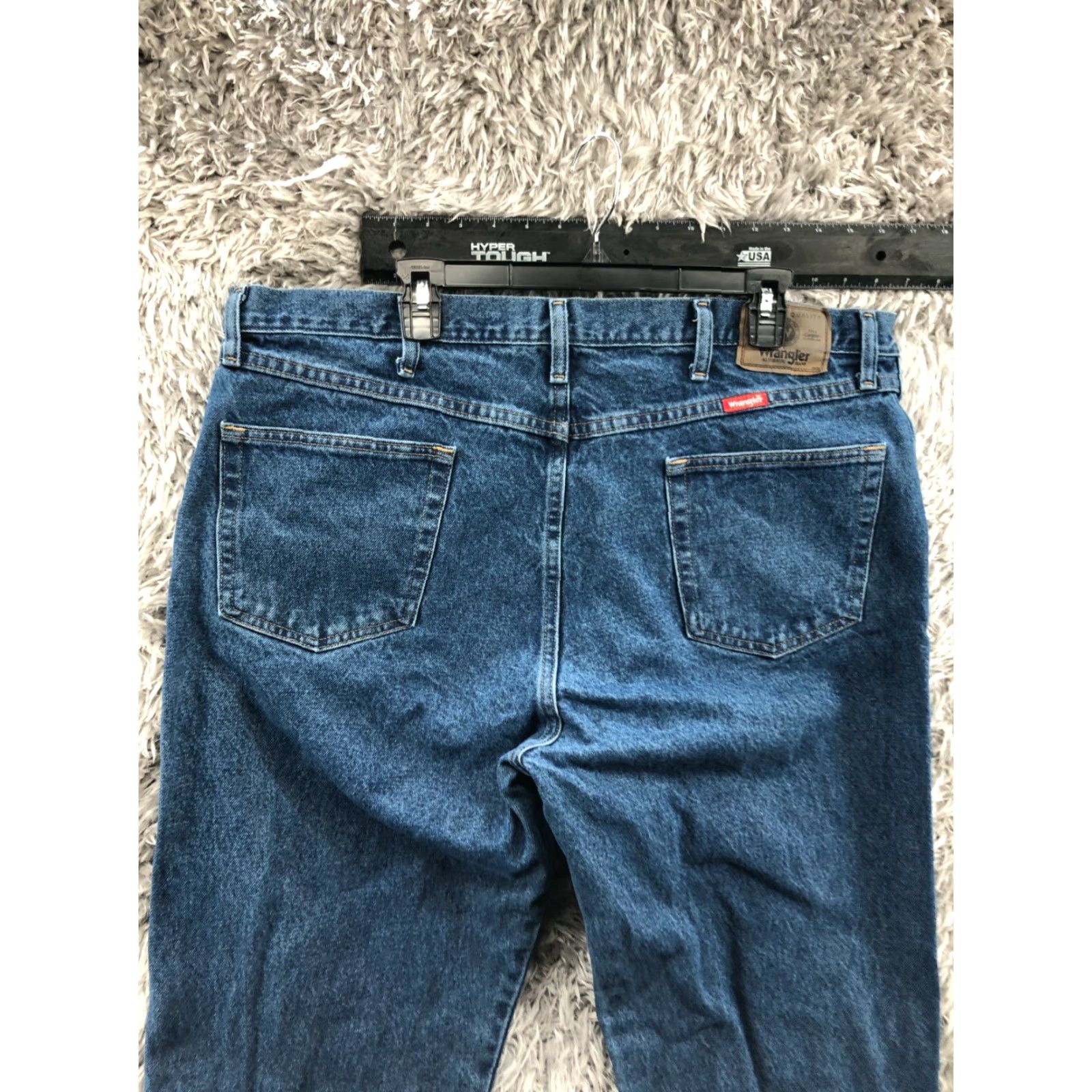 Wrangler Wrangler Jeans Straight 42x30 Mens Mid Blue Wash Denim 5-Pocket Regular Belt Loops Size US 42 / EU 58 - 7 Thumbnail