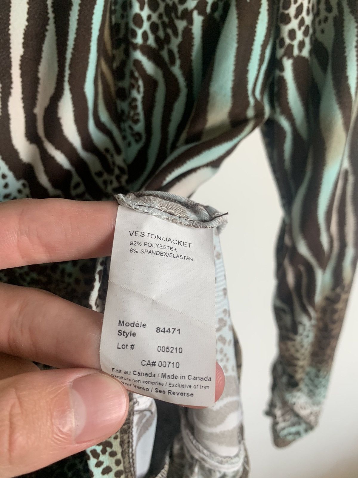 Joseph Ribkoff × Vintage VTG Joseph Ribkoff Teal Animal Print Long Sleeve Zip Up Size M / US 6-8 / IT 42-44 - 5 Thumbnail
