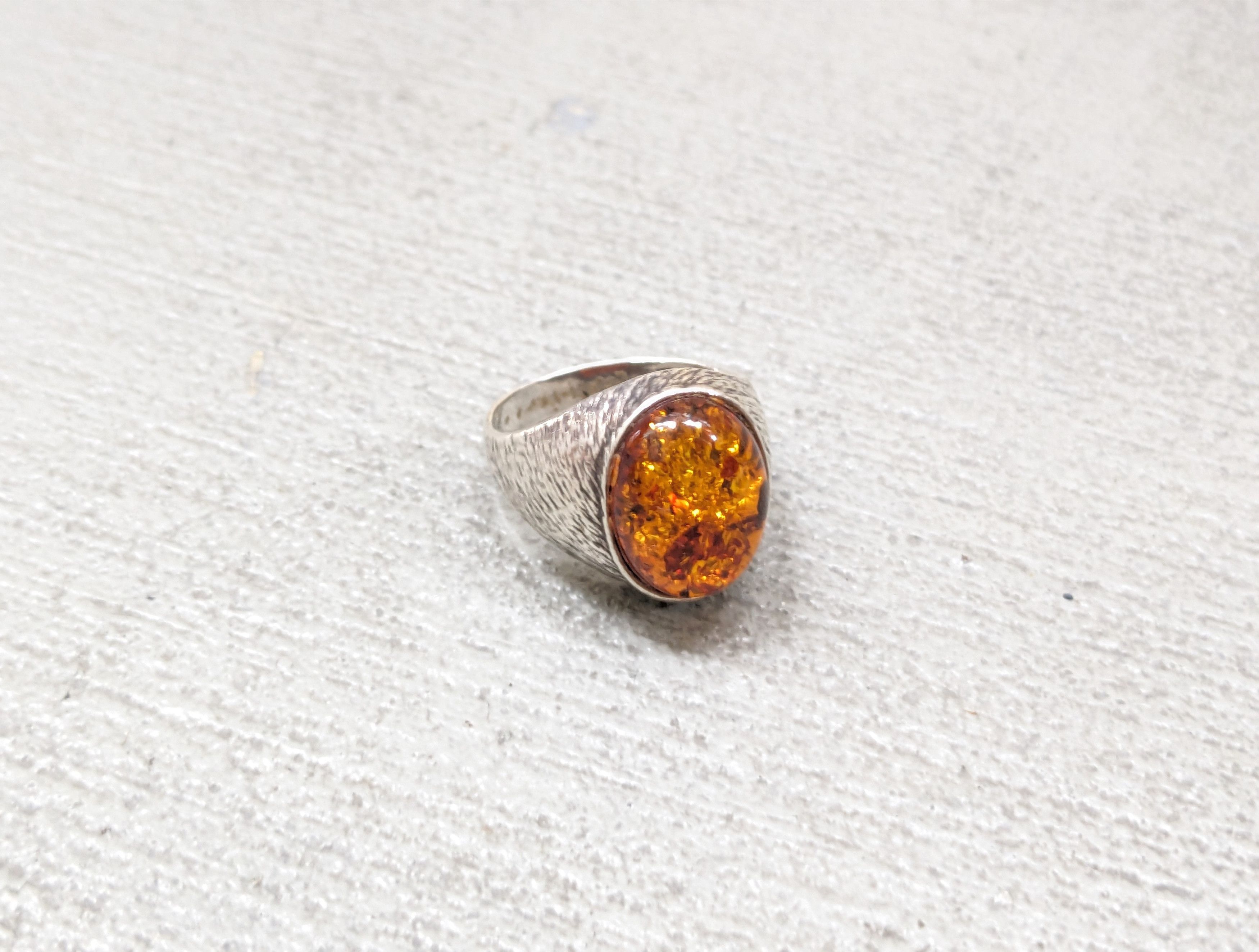 Other Vintage Sterling Silver Ring Amber Size 8.5 Minimalist Oval Size ONE SIZE - 2 Thumbnail
