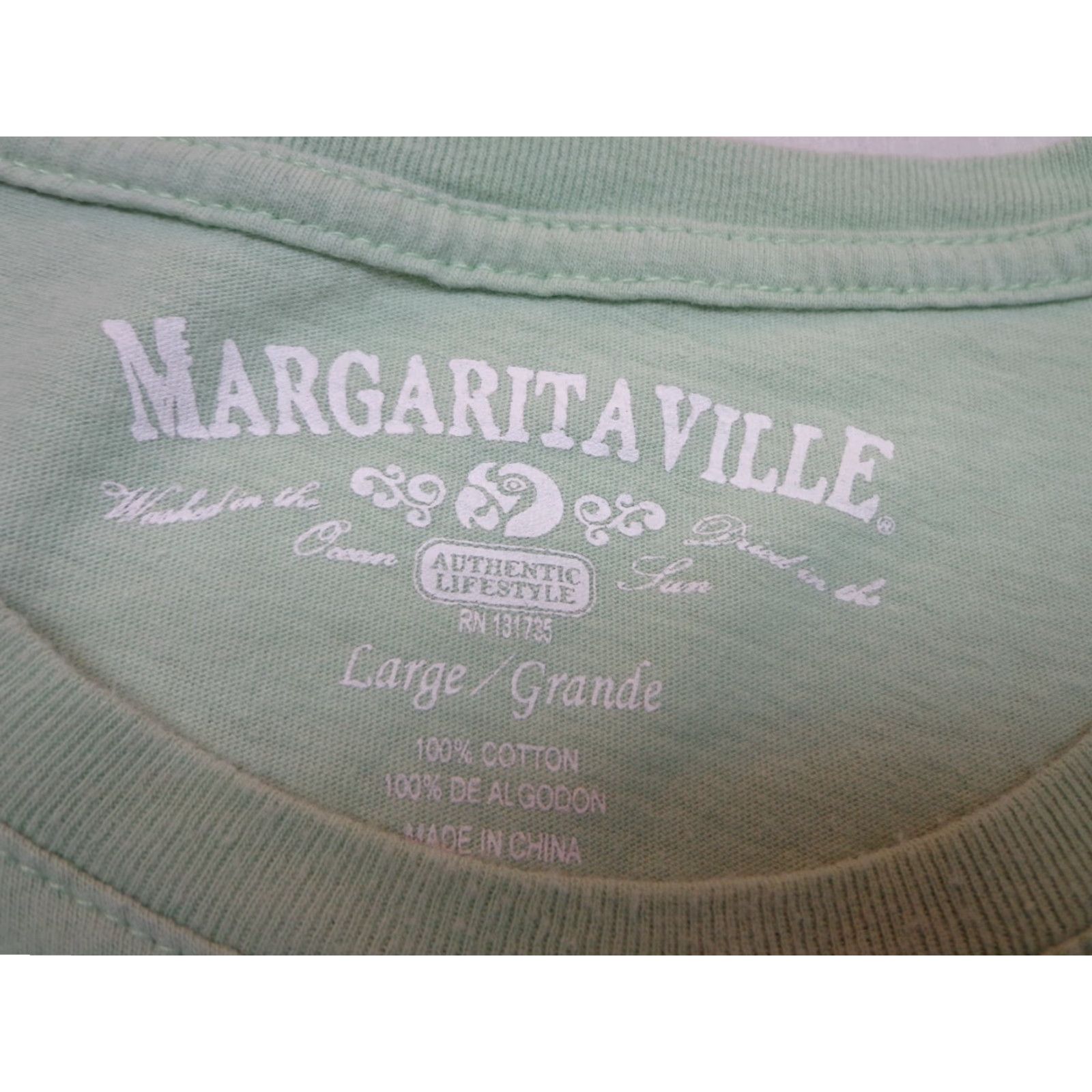 Vintage Margaritaville T-Shirt Men Green 100% Cotton Size Large Crew Neck Beach Music Beer Six String Tropical City Shirt Size US L / EU 52-54 / 3 - 3 Thumbnail