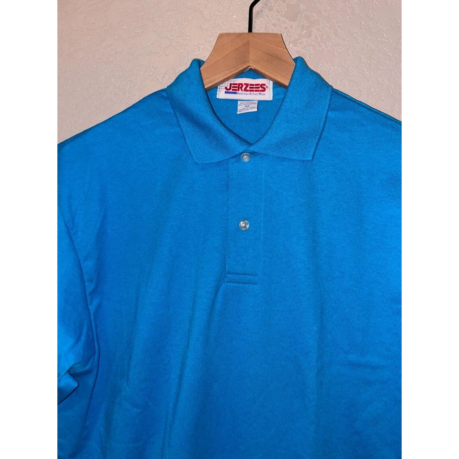 Jerzees Vintage Blue Blank Polo Shirt American Active Wear VTG M 90s Size US M / EU 48-50 / 2 - 3 Thumbnail