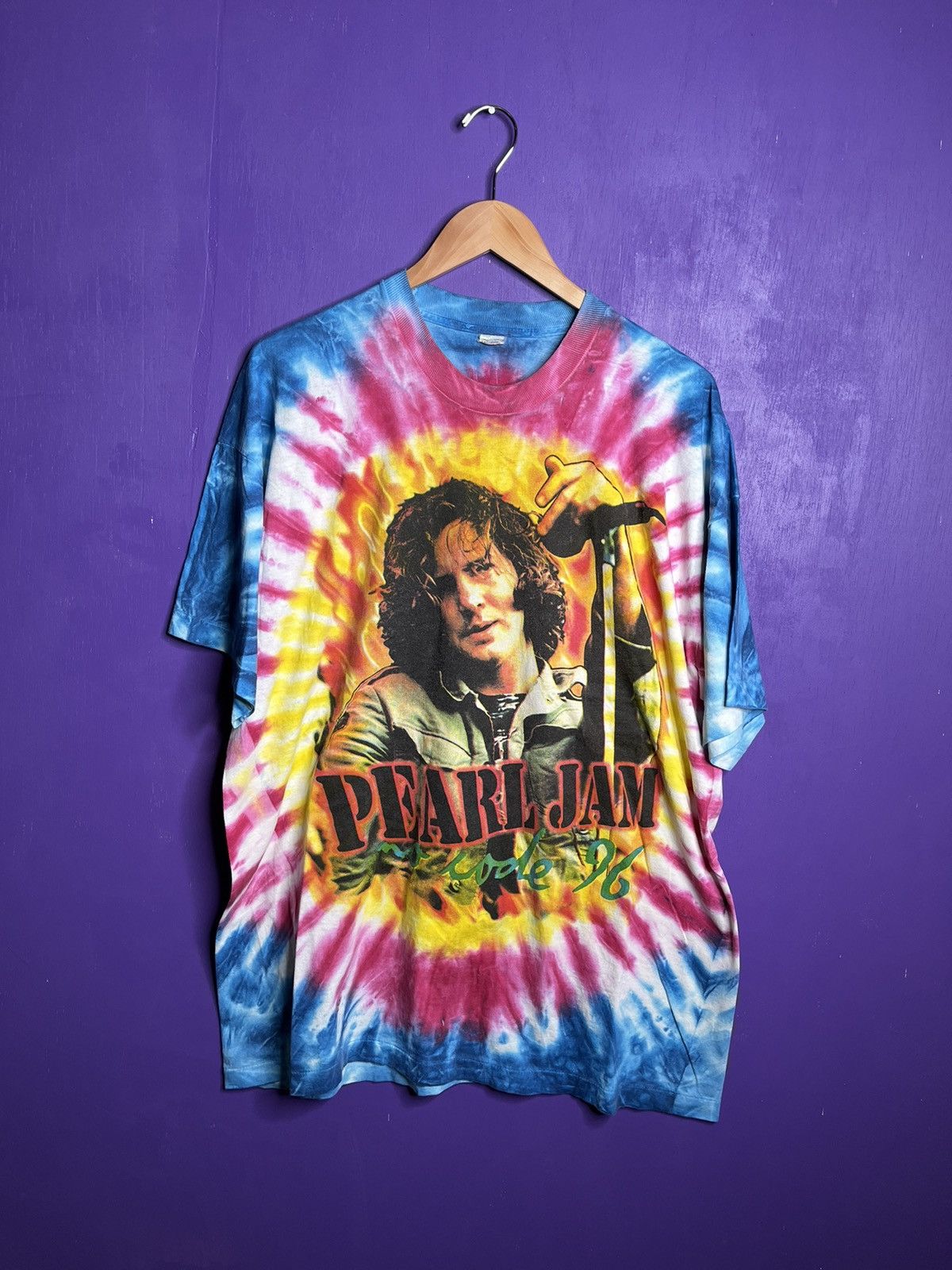 image of Band Tees x Tour Tee Vintage 1996 Pearl Jam Tour Tie Dye Band T-Shirt, Men's (Size 2XL)