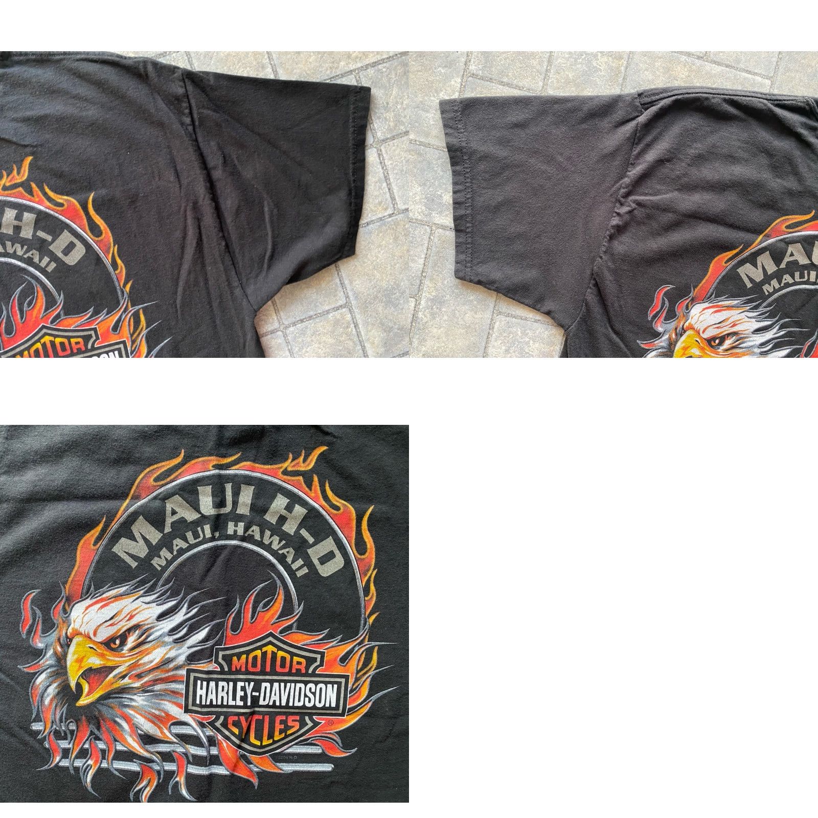Harley Davidson Harley-Davidson T Shirt Mens Large Flames Eagles Maui Hawaii Short Sleeve Logo Black Kn Moto Hawaiian Size US L / EU 52-54 / 3 - 9 Thumbnail