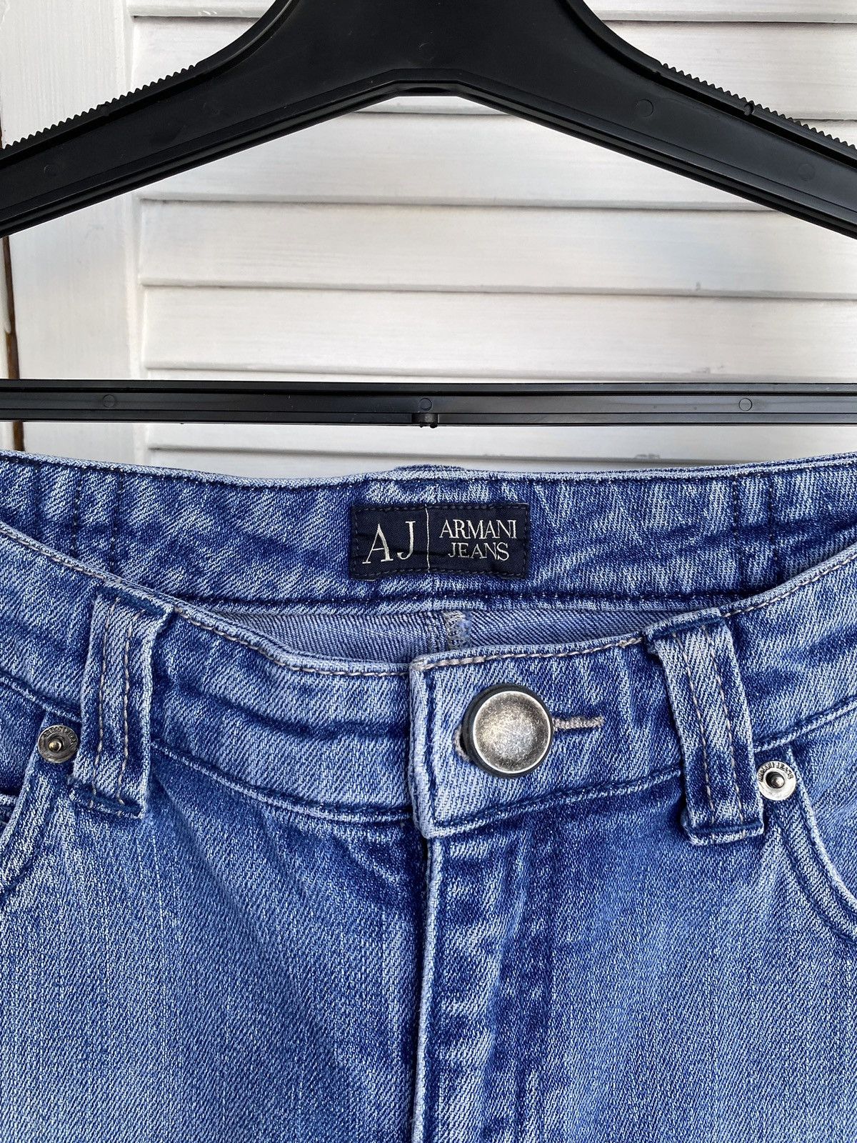 Armani × Giorgio Armani × Vintage Vintage Armani Jeans Y2K Pocket Logo Denim Pants Light Blue Size 31" - 7 Thumbnail