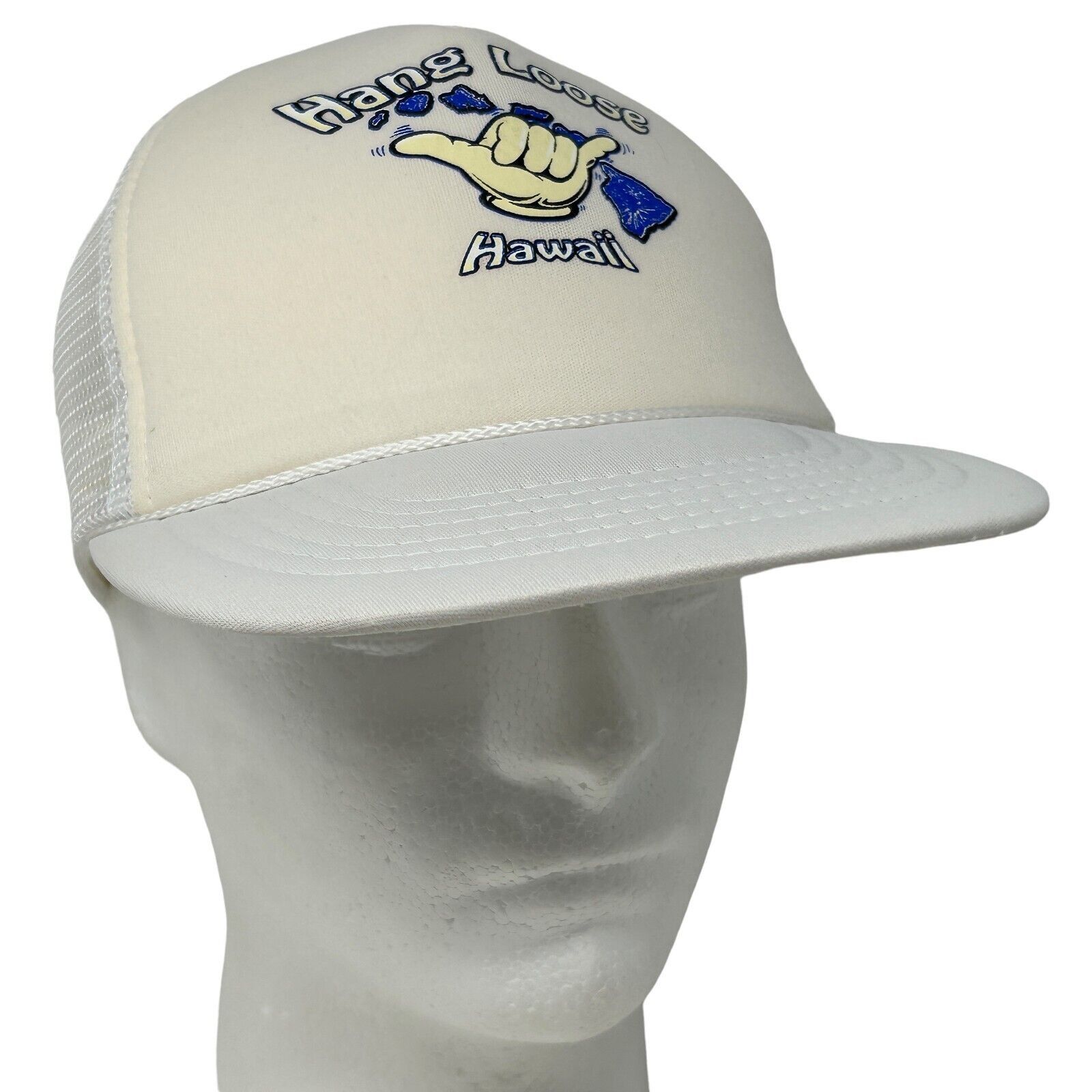 Vintage Hang Loose Hawaii Trucker Hat Cap White Vintage 90s Shaka Size ONE SIZE - 1 Thumbnail