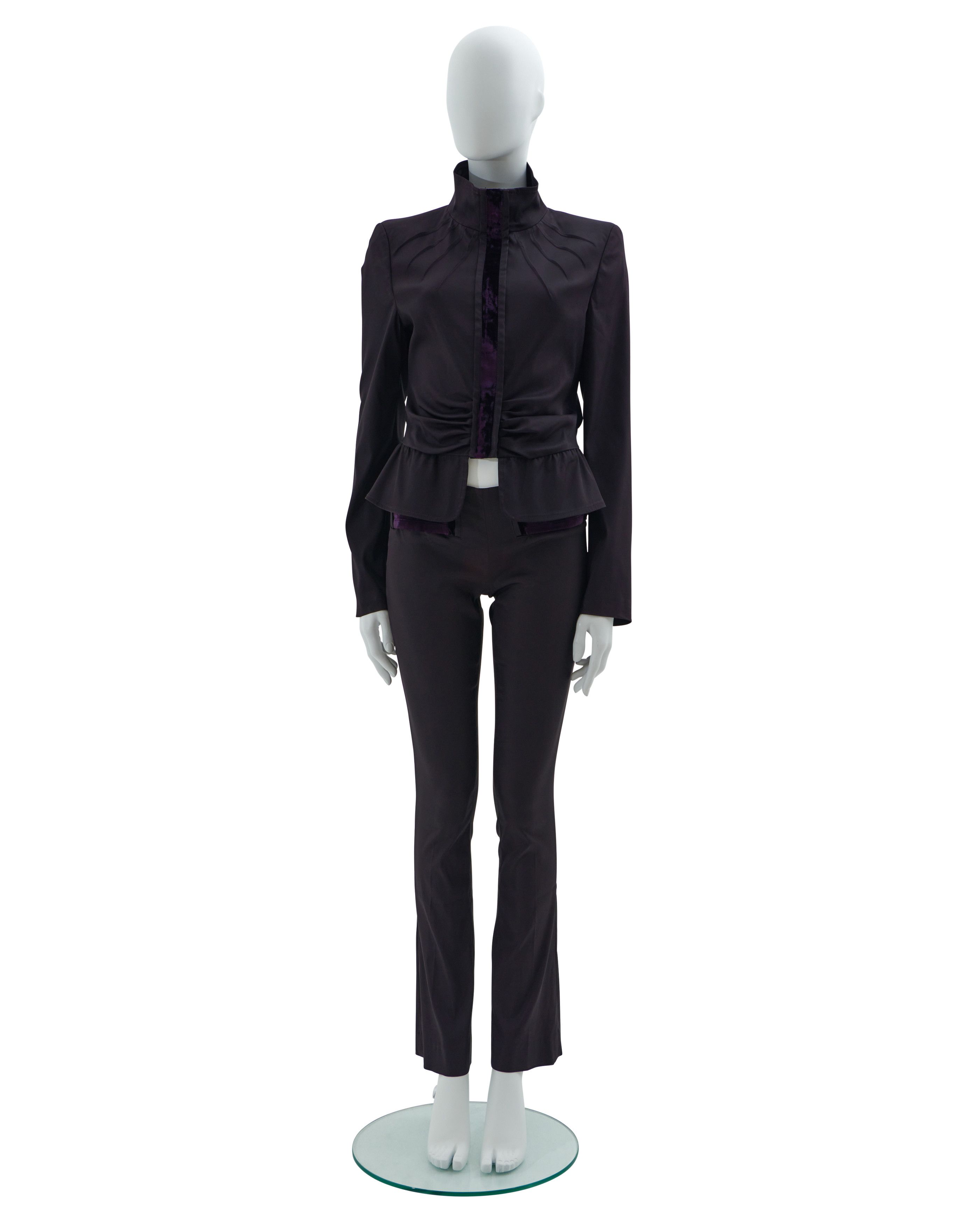 Gucci by Tom Ford F/W 2004 aubergine silk taffeta three pieces set Size S / US 4 / IT 40 - 7 Thumbnail